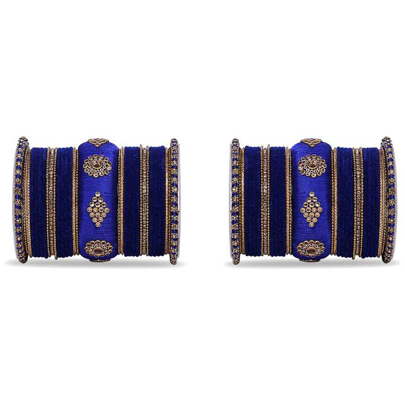 Royal Set of 2 Velvet And Silk Thread Bangle Set - Image 26