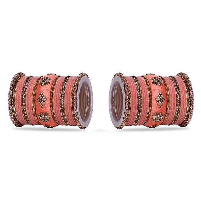Royal Set of 2 Velvet And Silk Thread Bangle Set - Image 4