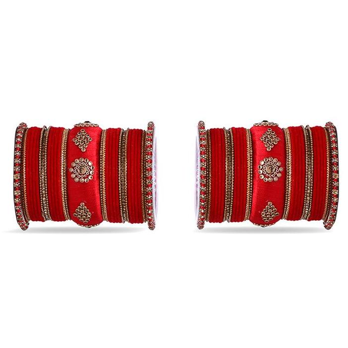 Royal Set of 2 Velvet And Silk Thread Bangle Set - Image 5