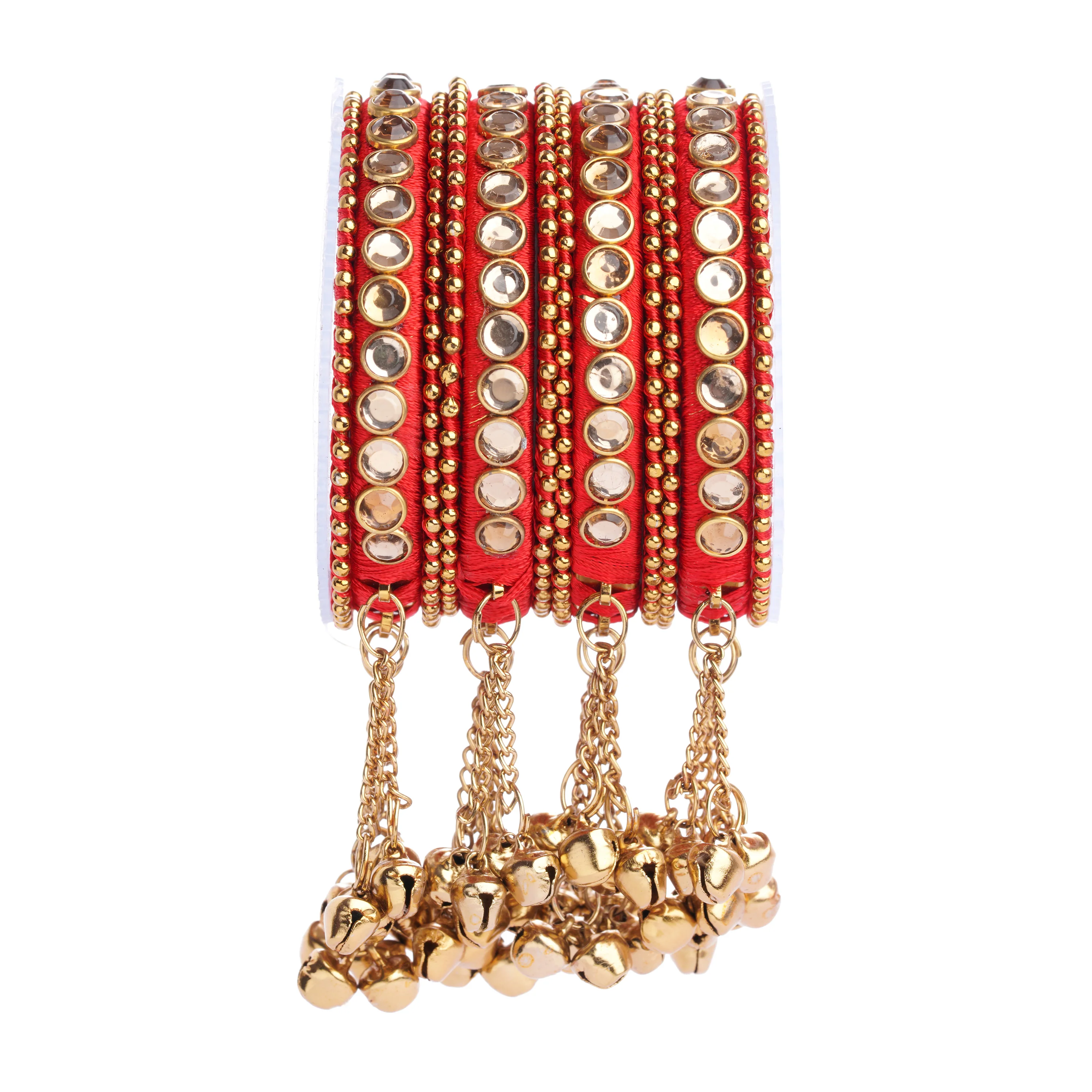 Set of 12 Silk Thread Bangles With Ghungroo designed for both hands by Leshya - Image 10