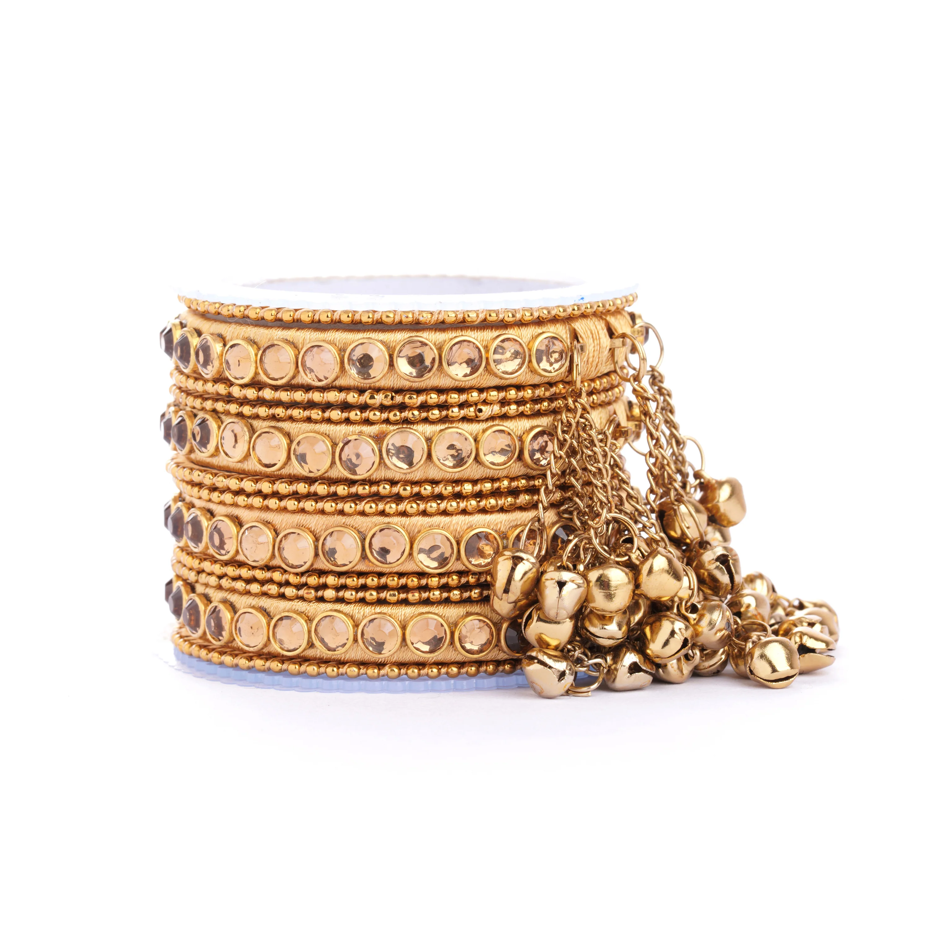 Set of 12 Silk Thread Bangles With Ghungroo designed for both hands by Leshya - Image 11