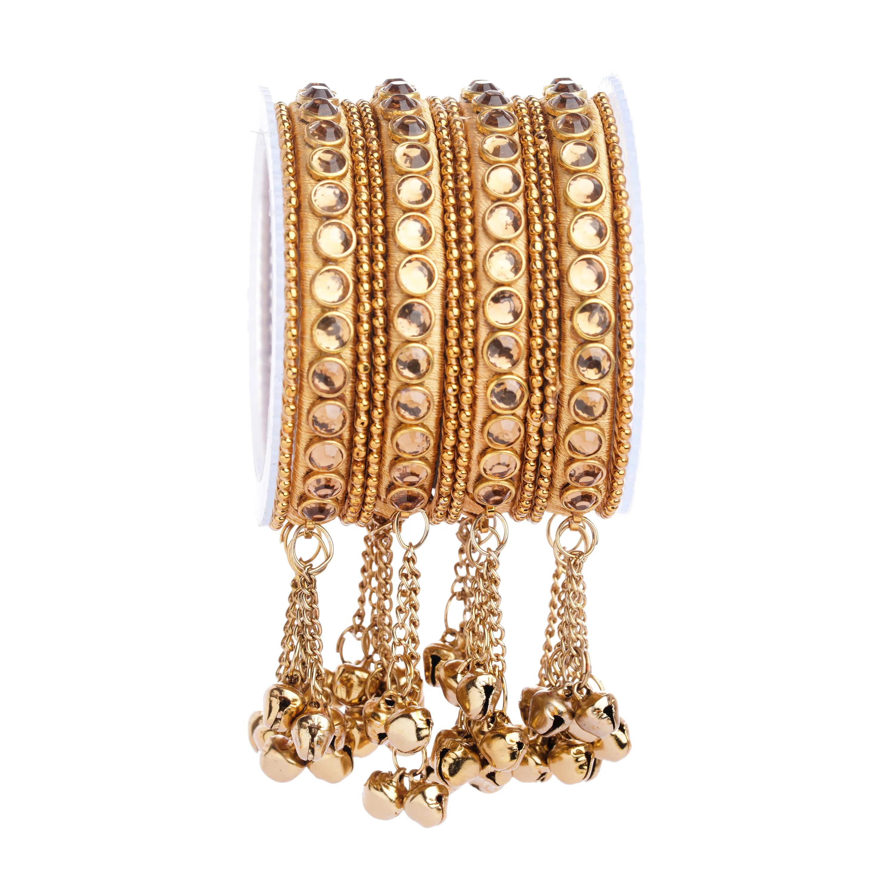 Set of 12 Silk Thread Bangles With Ghungroo designed for both hands by Leshya - Image 12