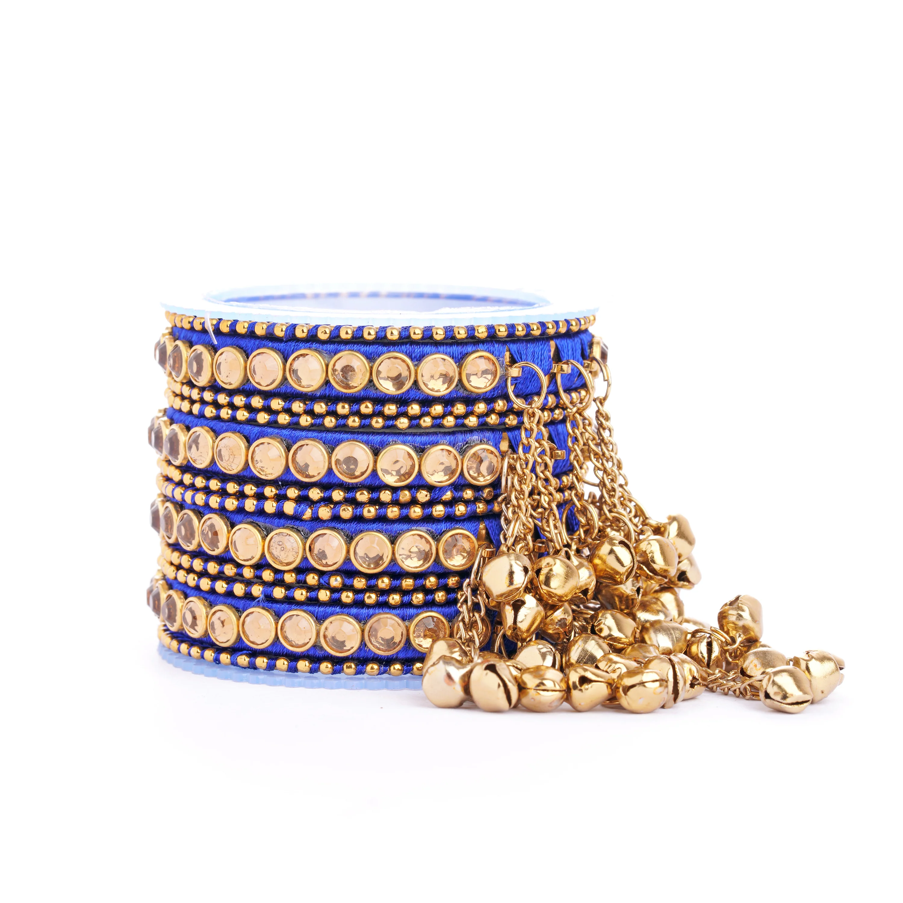 Set of 12 Silk Thread Bangles With Ghungroo designed for both hands by Leshya - Image 3