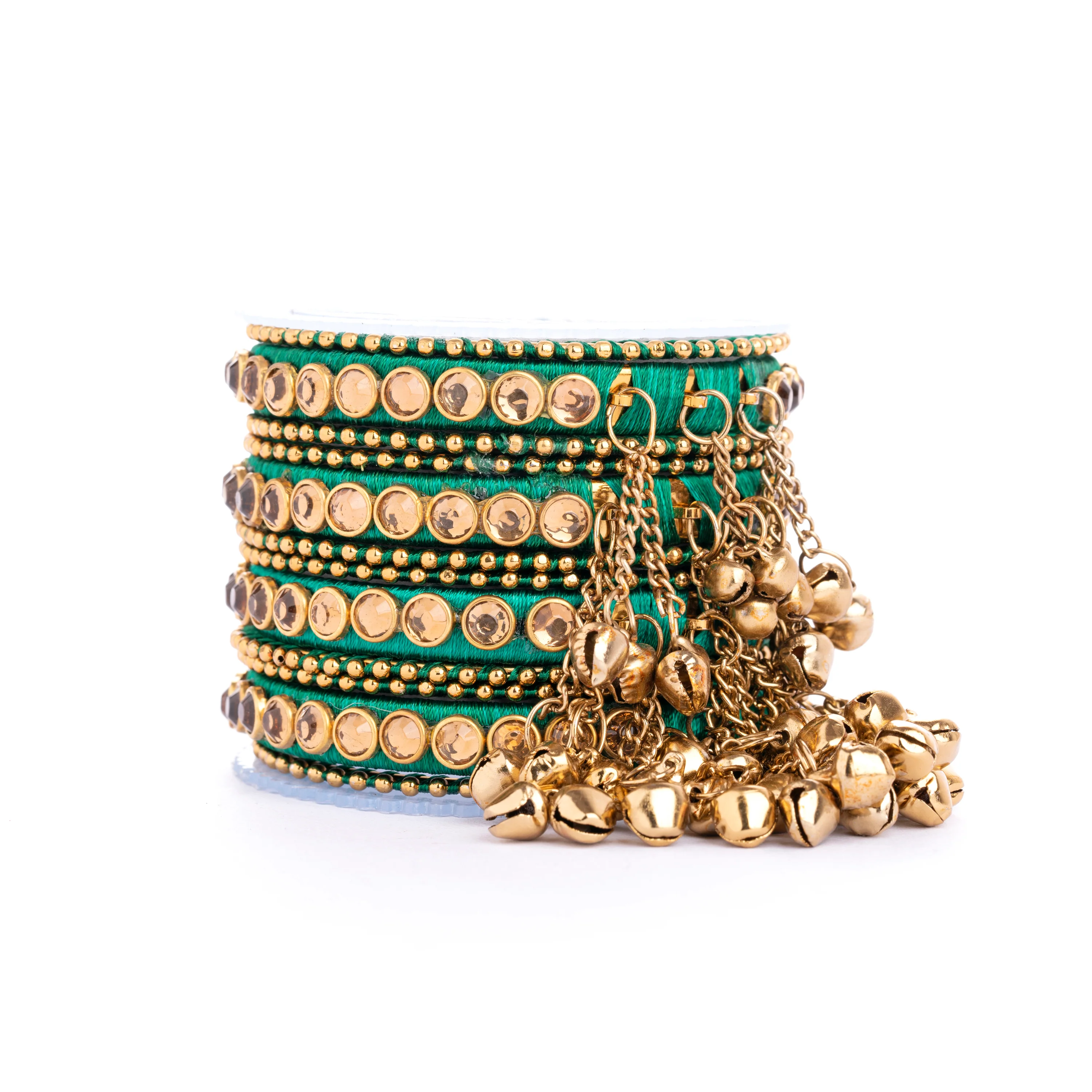 Set of 12 Silk Thread Bangles With Ghungroo designed for both hands by Leshya - Image 5