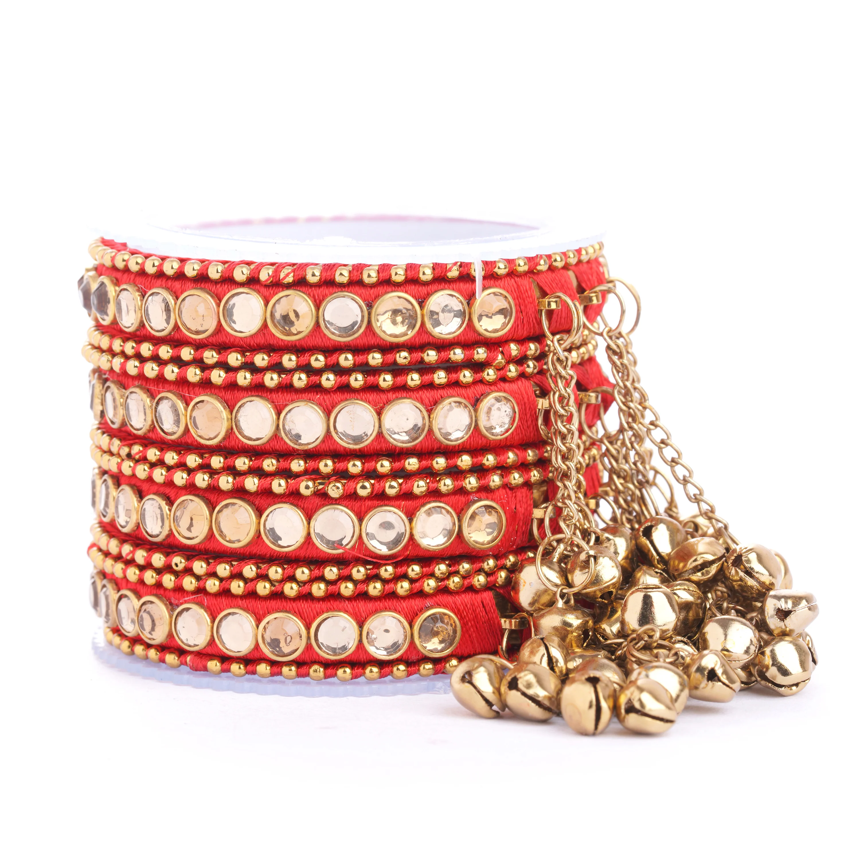 Set of 12 Silk Thread Bangles With Ghungroo designed for both hands by Leshya - Image 6