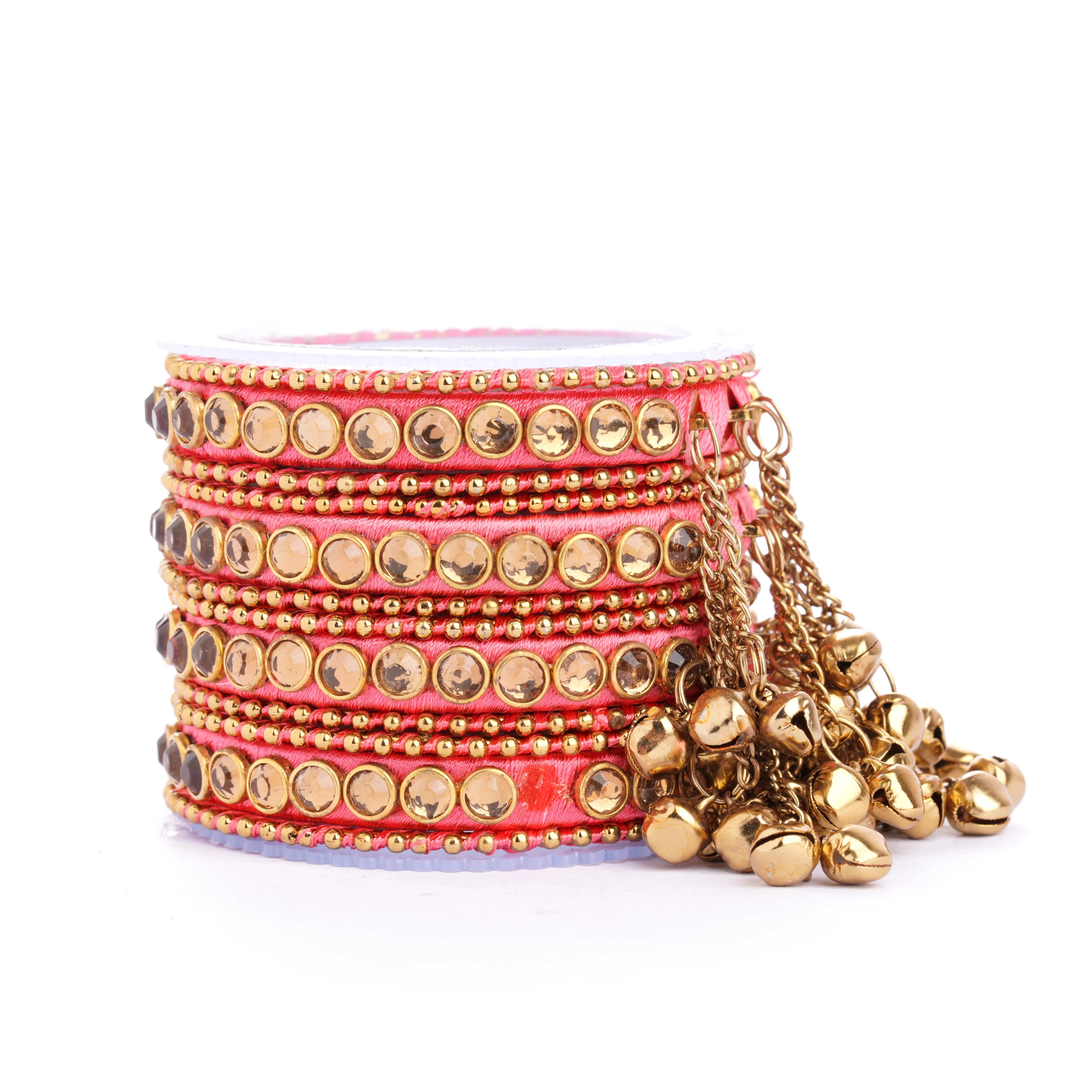 Set of 12 Silk Thread Bangles With Ghungroo designed for both hands by Leshya - Image 8