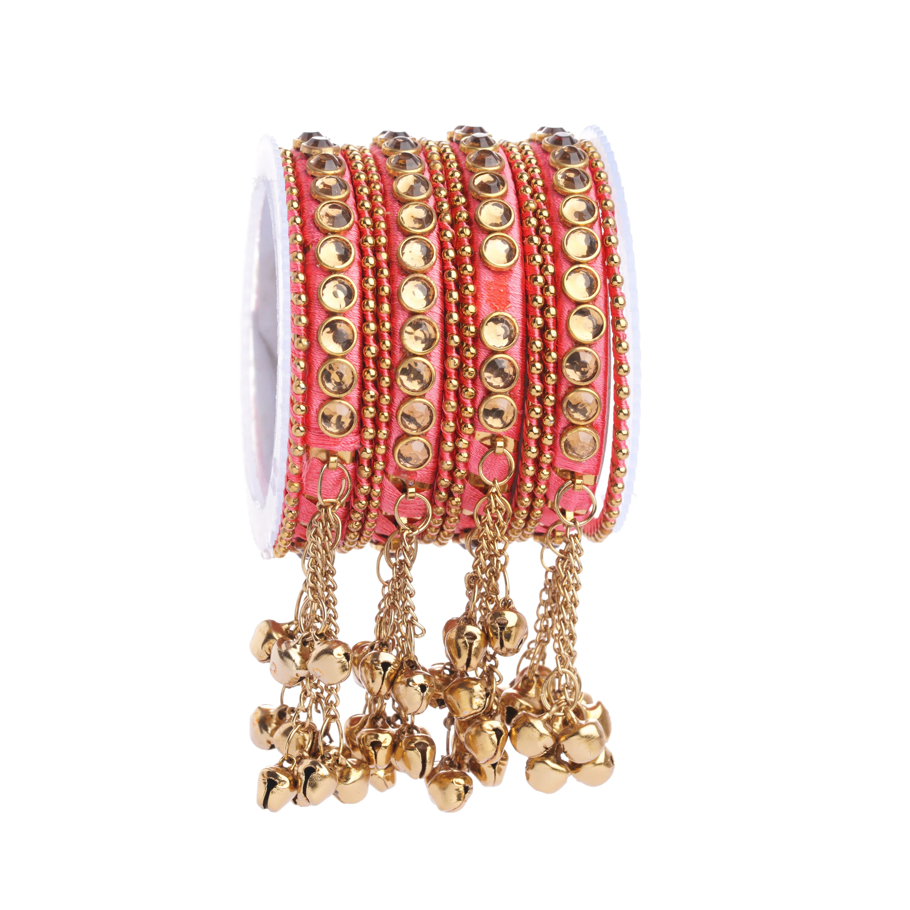 Set of 12 Silk Thread Bangles With Ghungroo designed for both hands by Leshya - Image 9
