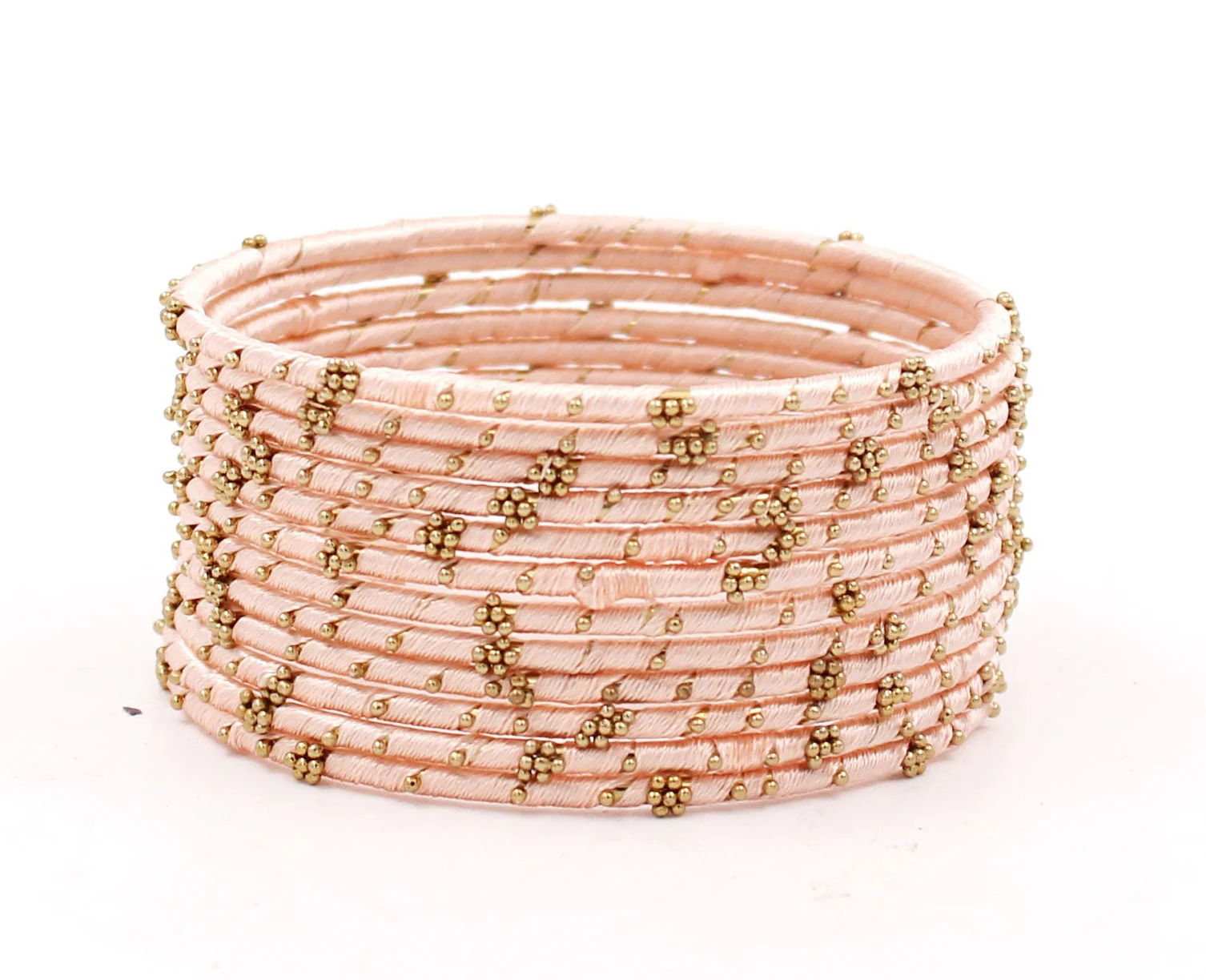 Set of 12 Thread Bangles with Golden Flower Design by Leshya - Image 12