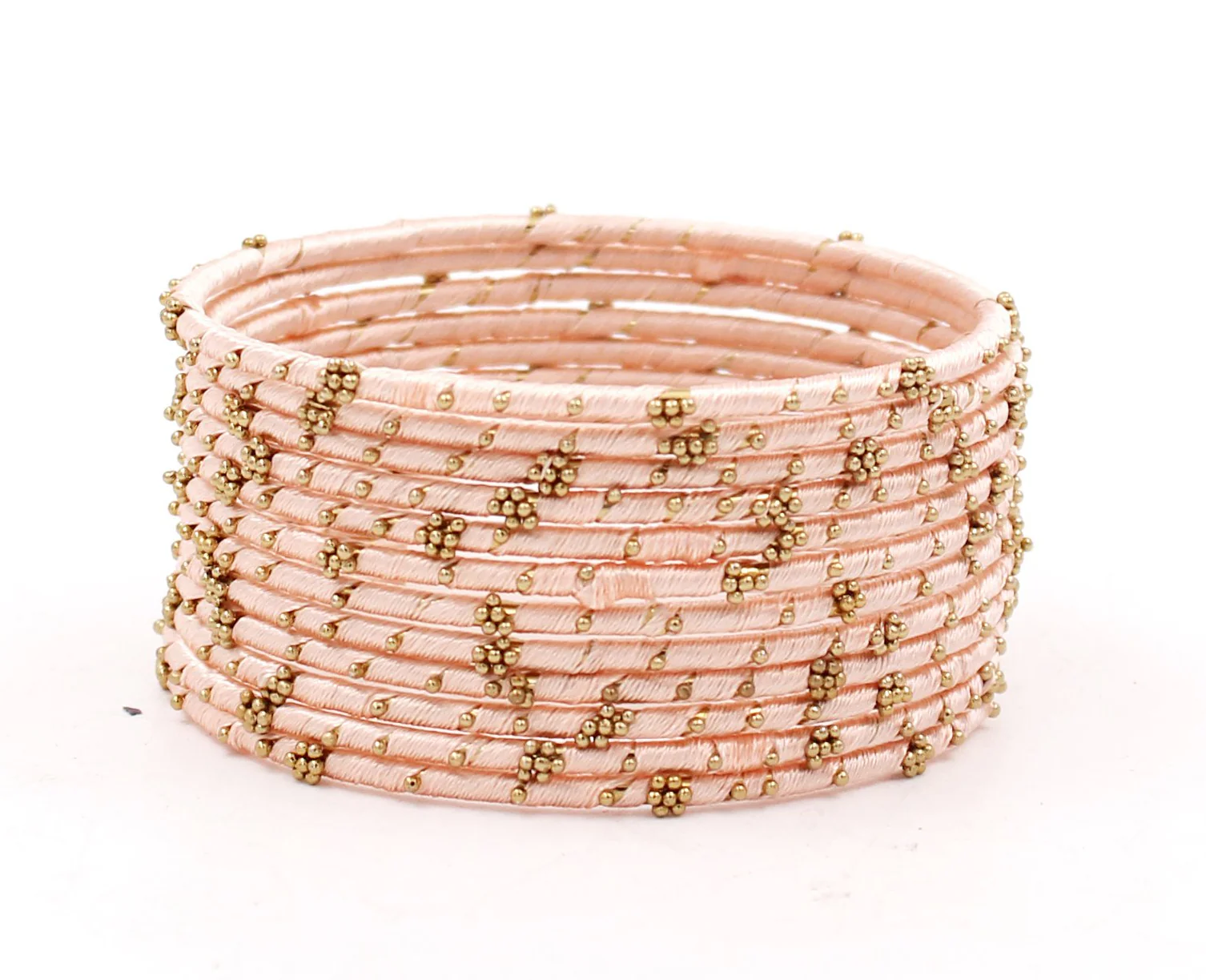 Set of 12 Thread Bangles with Golden Flower Design by Leshya - Image 10