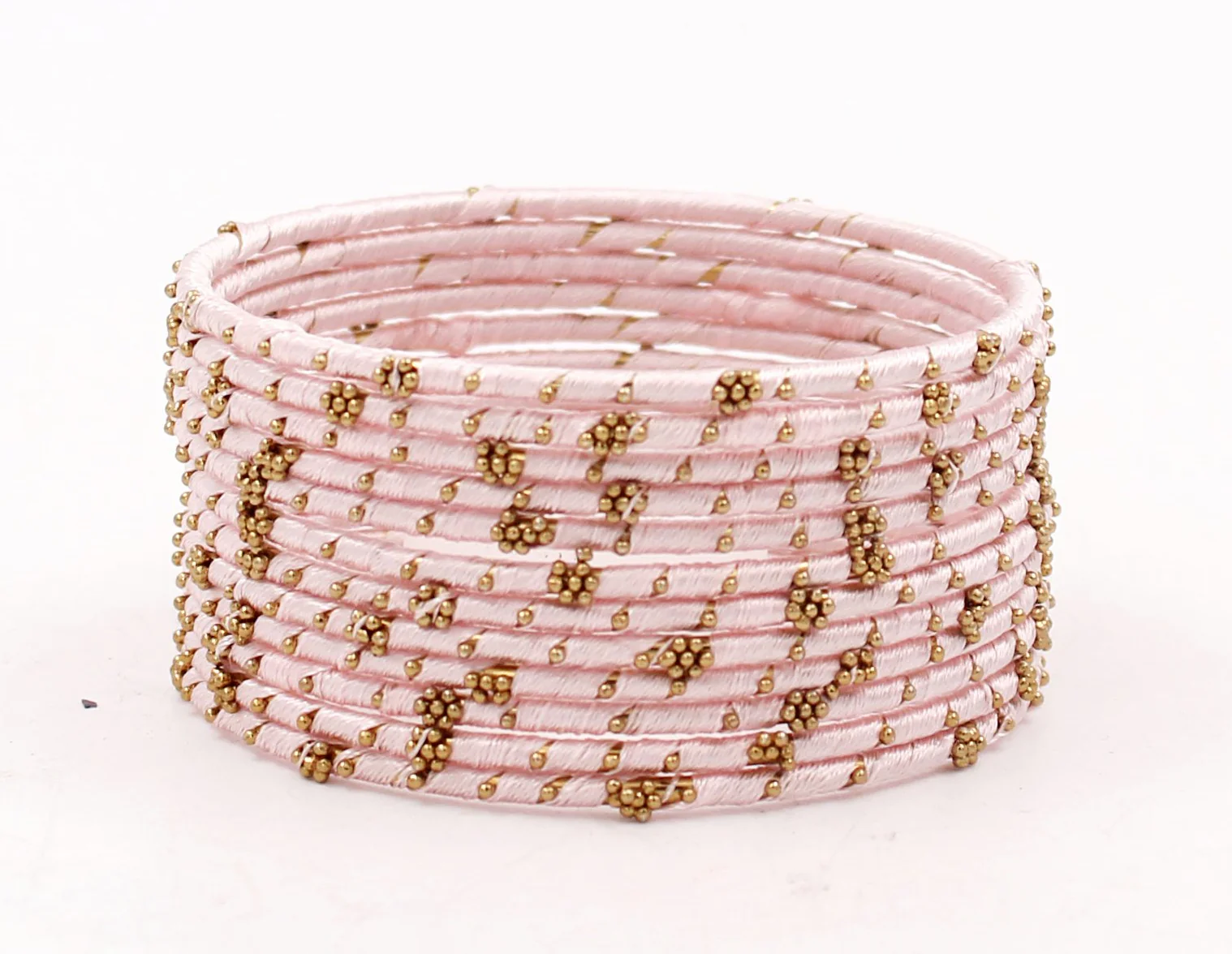 Set of 12 Thread Bangles with Golden Flower Design by Leshya - Image 12