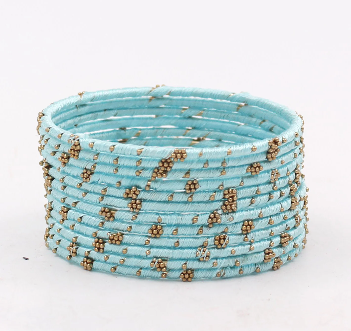 Set of 12 Thread Bangles with Golden Flower Design by Leshya - Image 16