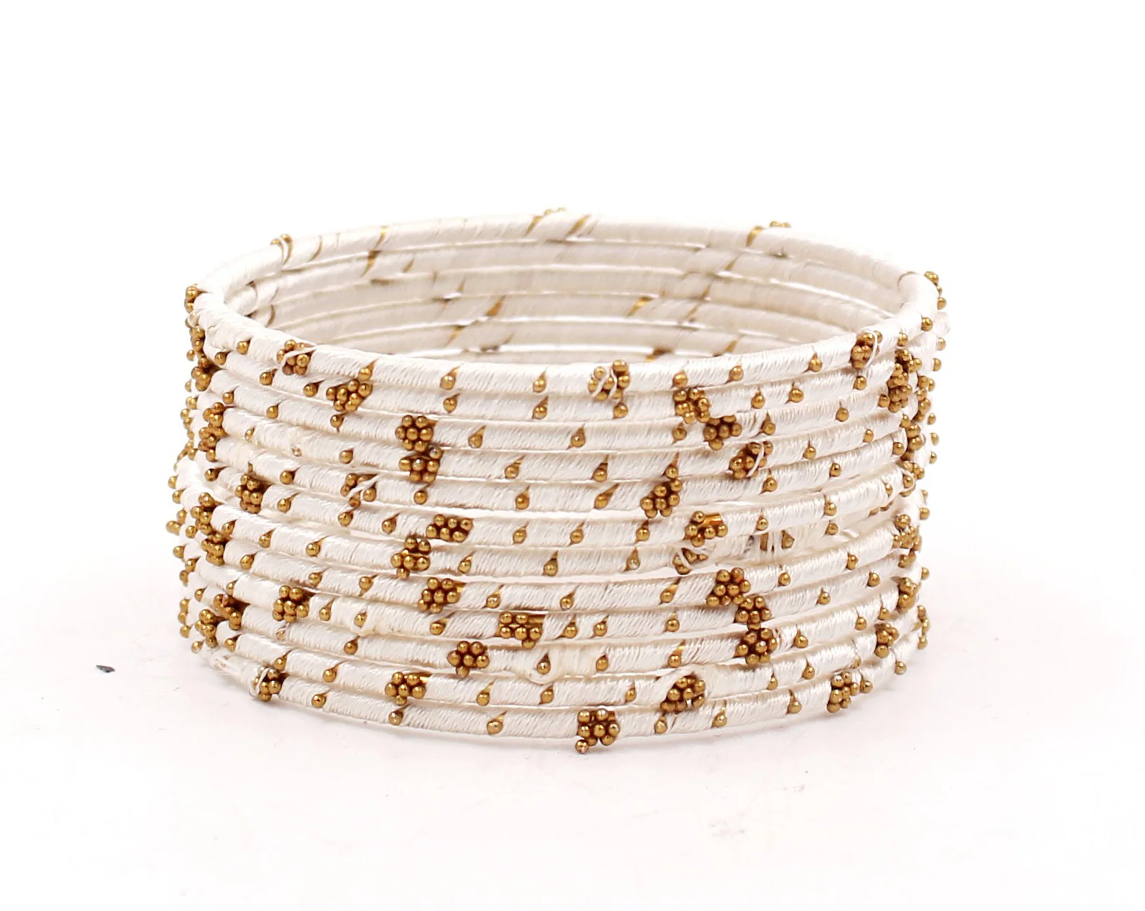 Set of 12 Thread Bangles with Golden Flower Design by Leshya - Image 5