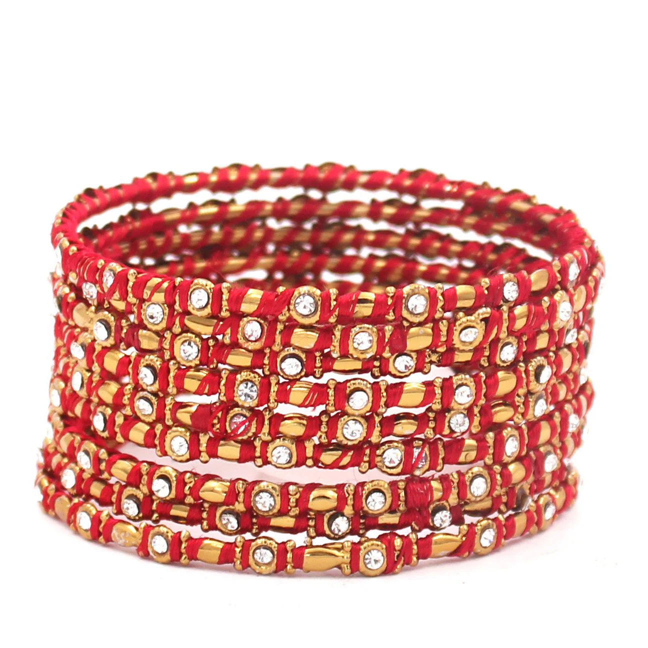 Set of 12 Thread Bangles with Stone by Leshya - Image 4