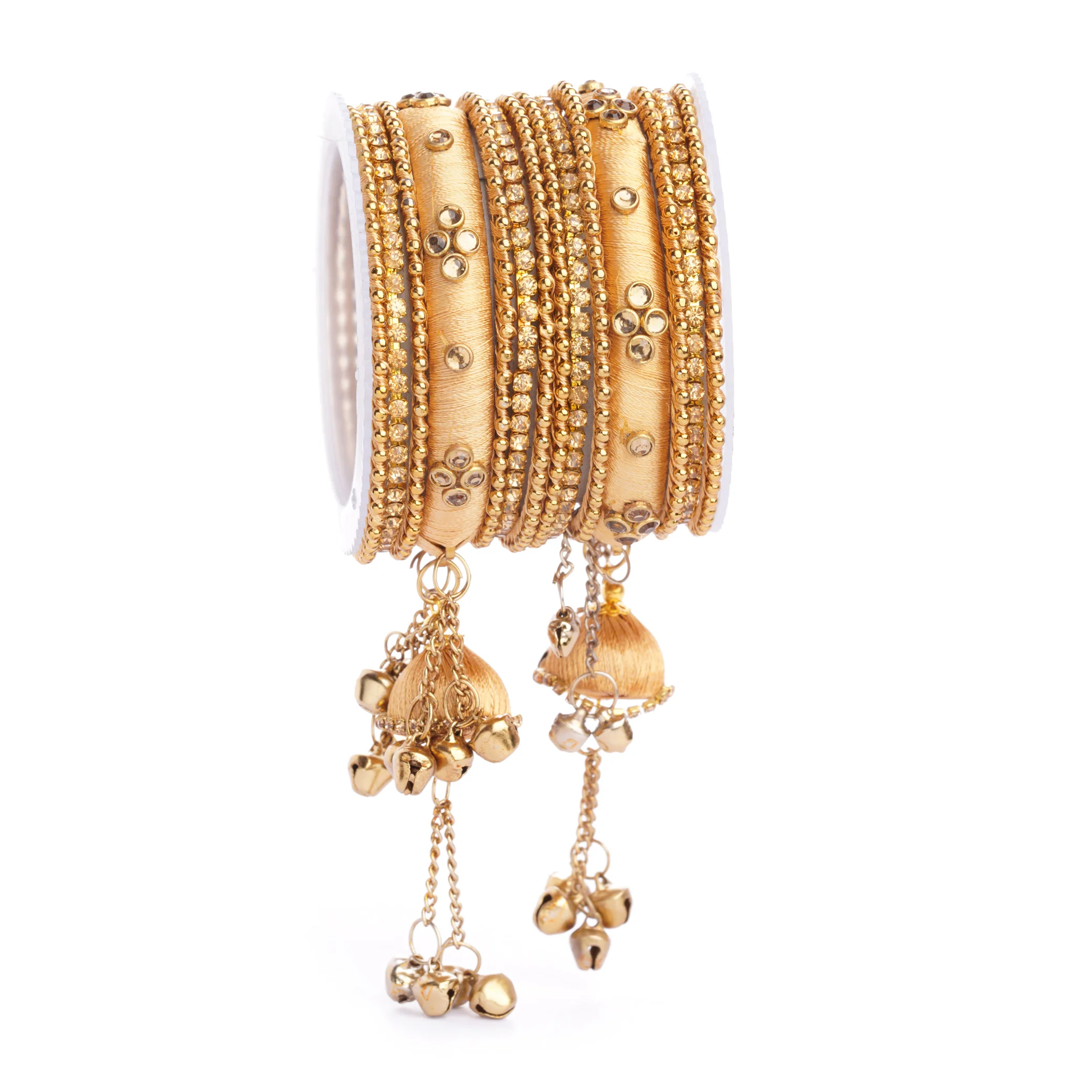 Set of 14 Silk Thread Jhumki Bangles designed for both hands by Leshya - Image 10