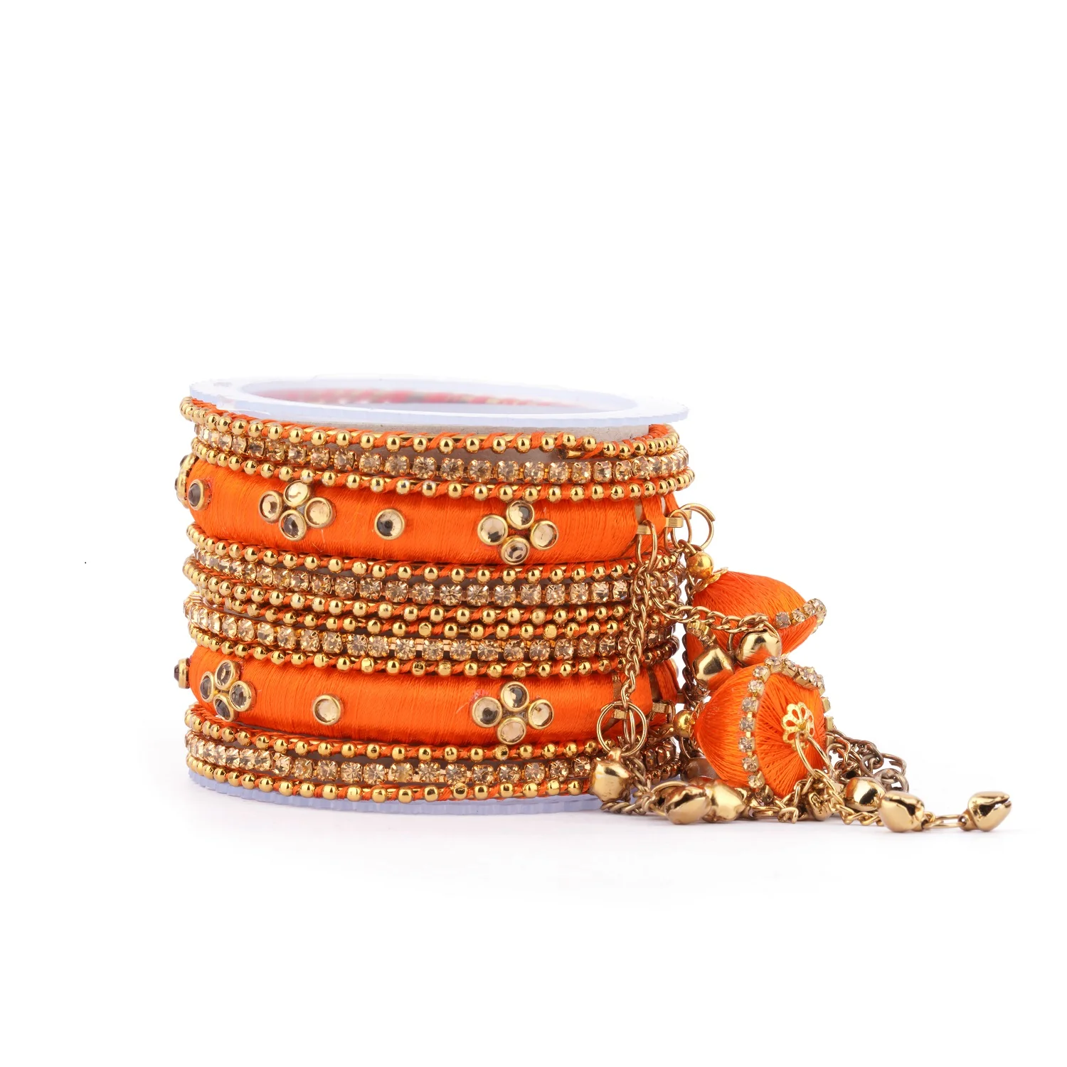 Set of 14 Silk Thread Jhumki Bangles designed for both hands by Leshya - Image 11