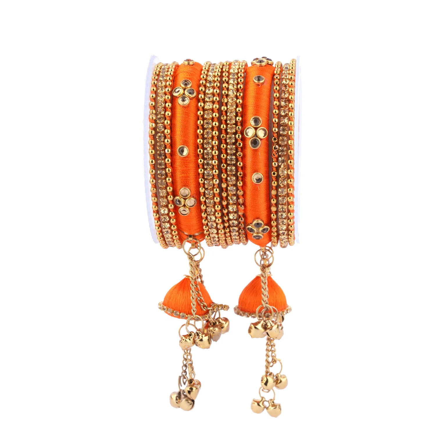 Set of 14 Silk Thread Jhumki Bangles designed for both hands by Leshya - Image 12