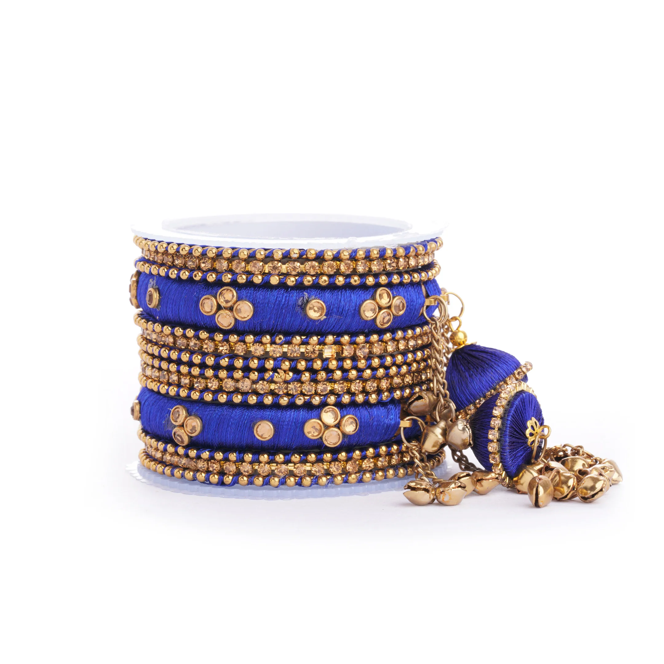 Set of 14 Silk Thread Jhumki Bangles designed for both hands by Leshya - Image 2