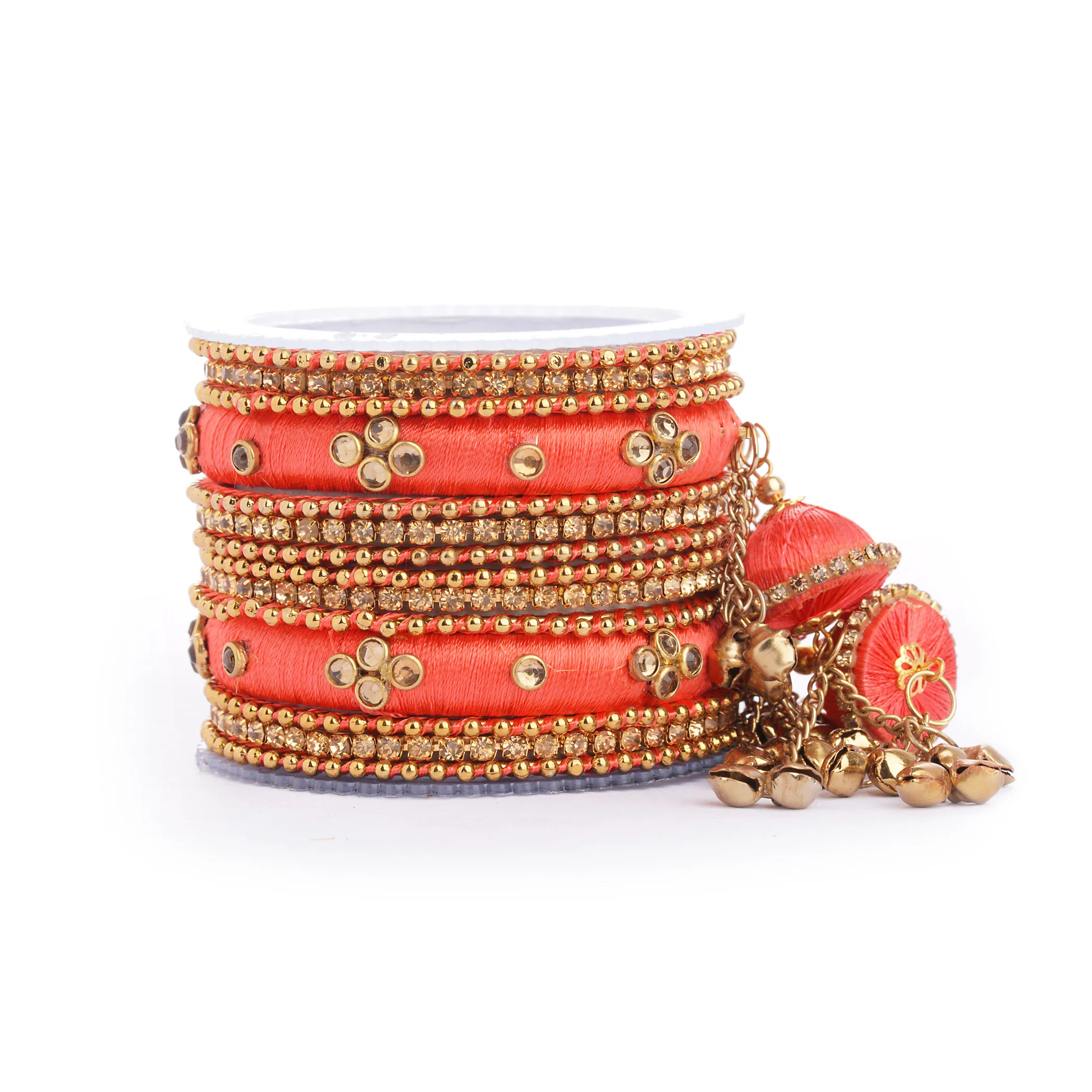 Set of 14 Silk Thread Jhumki Bangles designed for both hands by Leshya - Image 3