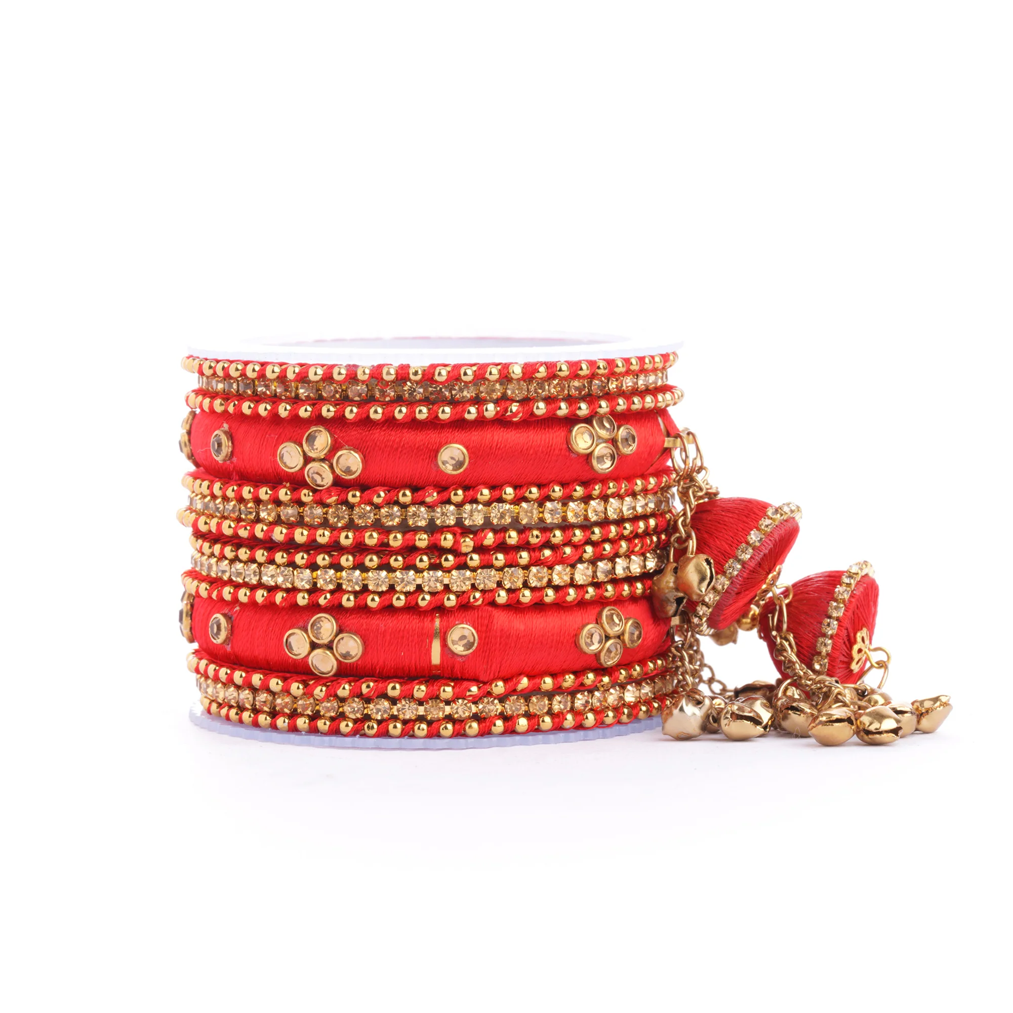 Set of 14 Silk Thread Jhumki Bangles designed for both hands by Leshya - Image 7