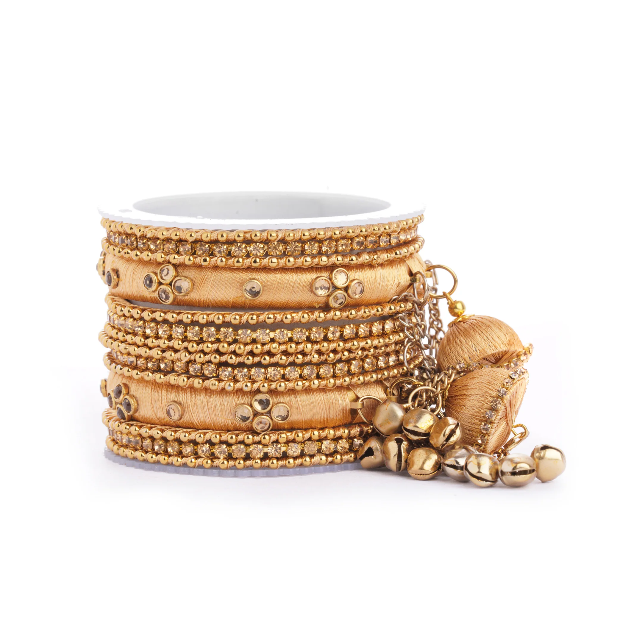 Set of 14 Silk Thread Jhumki Bangles designed for both hands by Leshya - Image 9