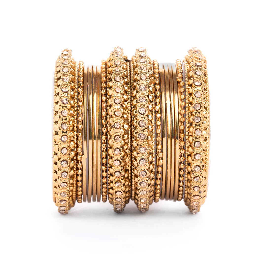 Set of 16 Golden Metal Bangle Set by Leshya - Image 2
