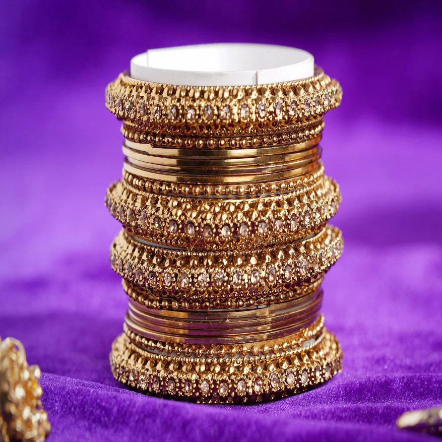 Set of 16 Golden Metal Bangle Set by Leshya - Image 3