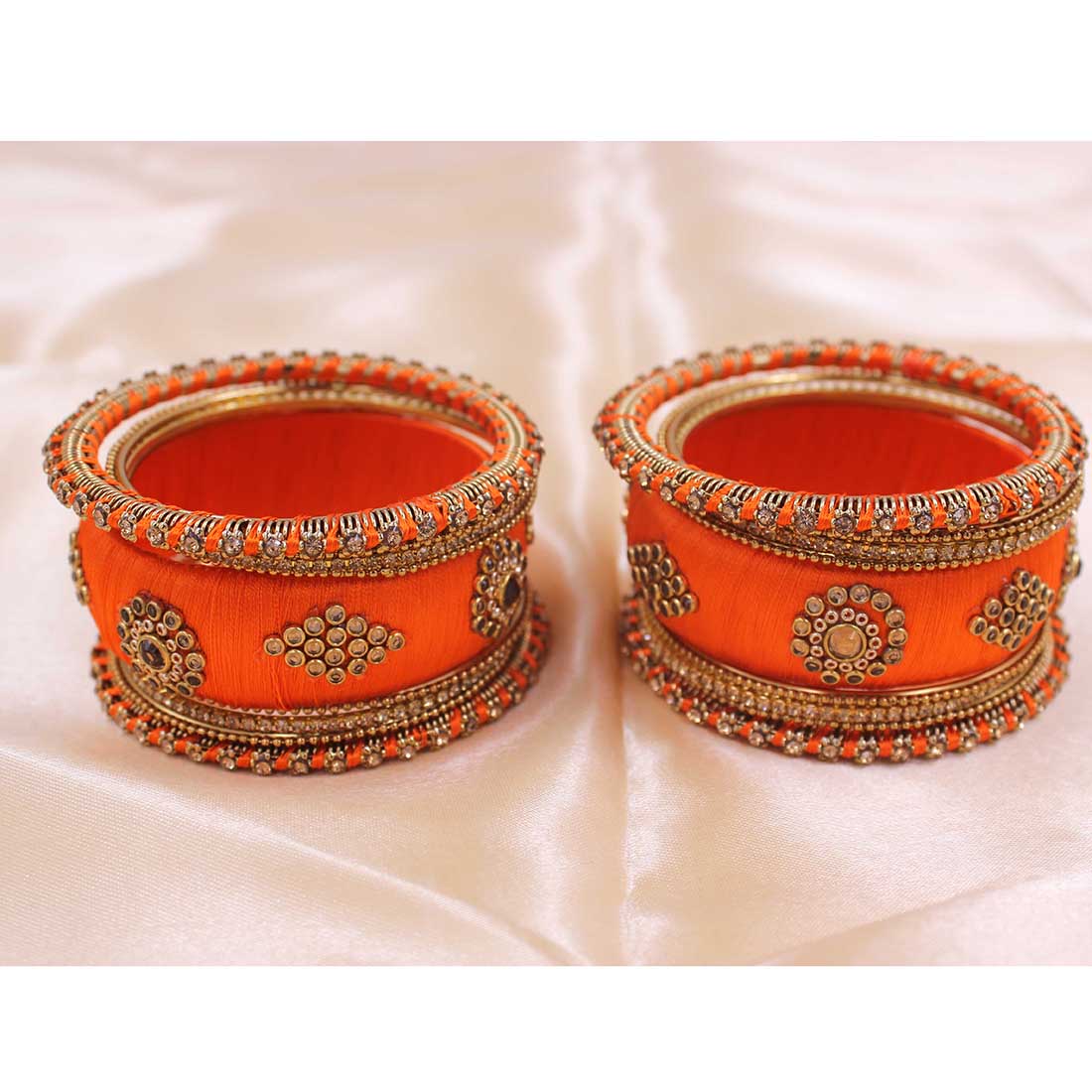 Set of 18 Silk Thread Kada and Pacheli Bangles by Leshya - Image 3