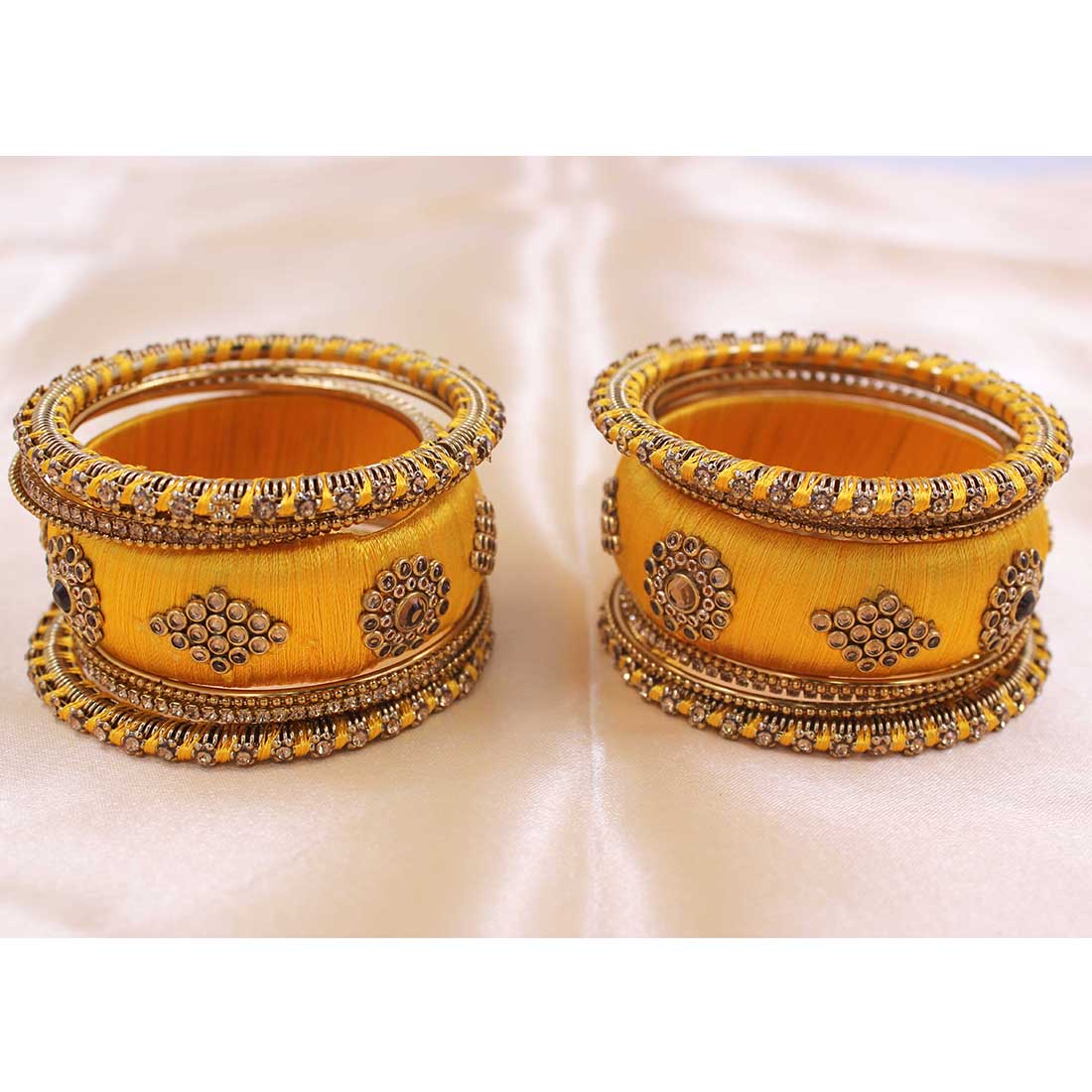 Set of 18 Silk Thread Kada and Pacheli Bangles by Leshya - Image 4