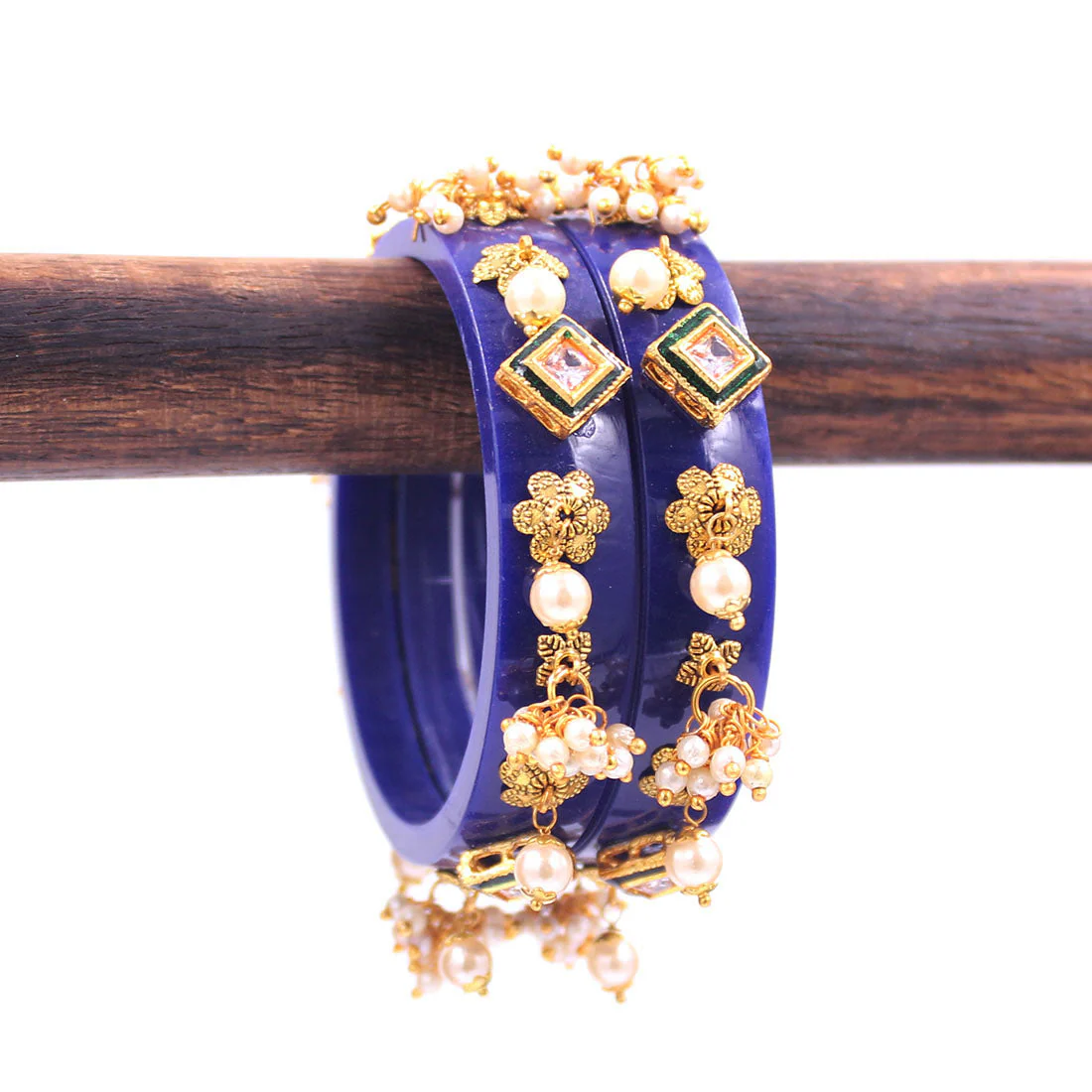 Set of 2 Acrylic Kundan Gajra Bangles by Leshya - Image 26