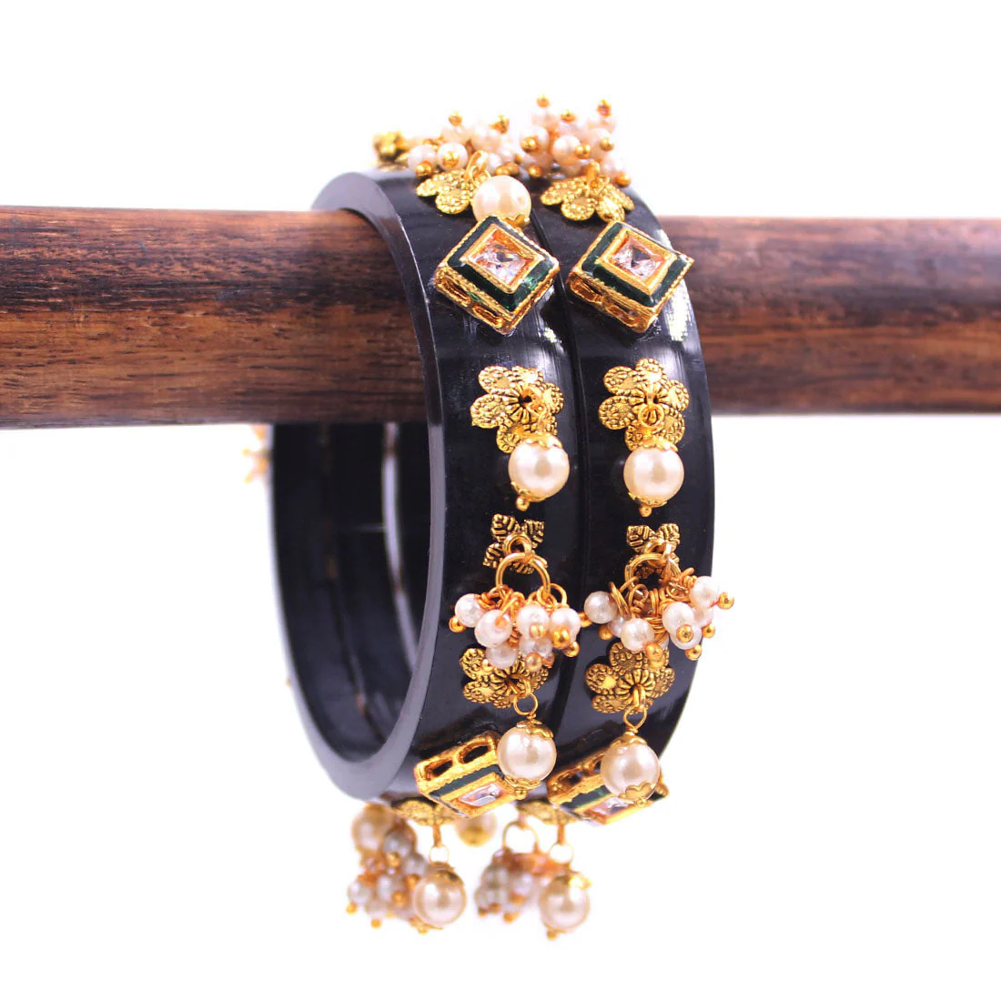Set of 2 Acrylic Kundan Gajra Bangles by Leshya - Image 11