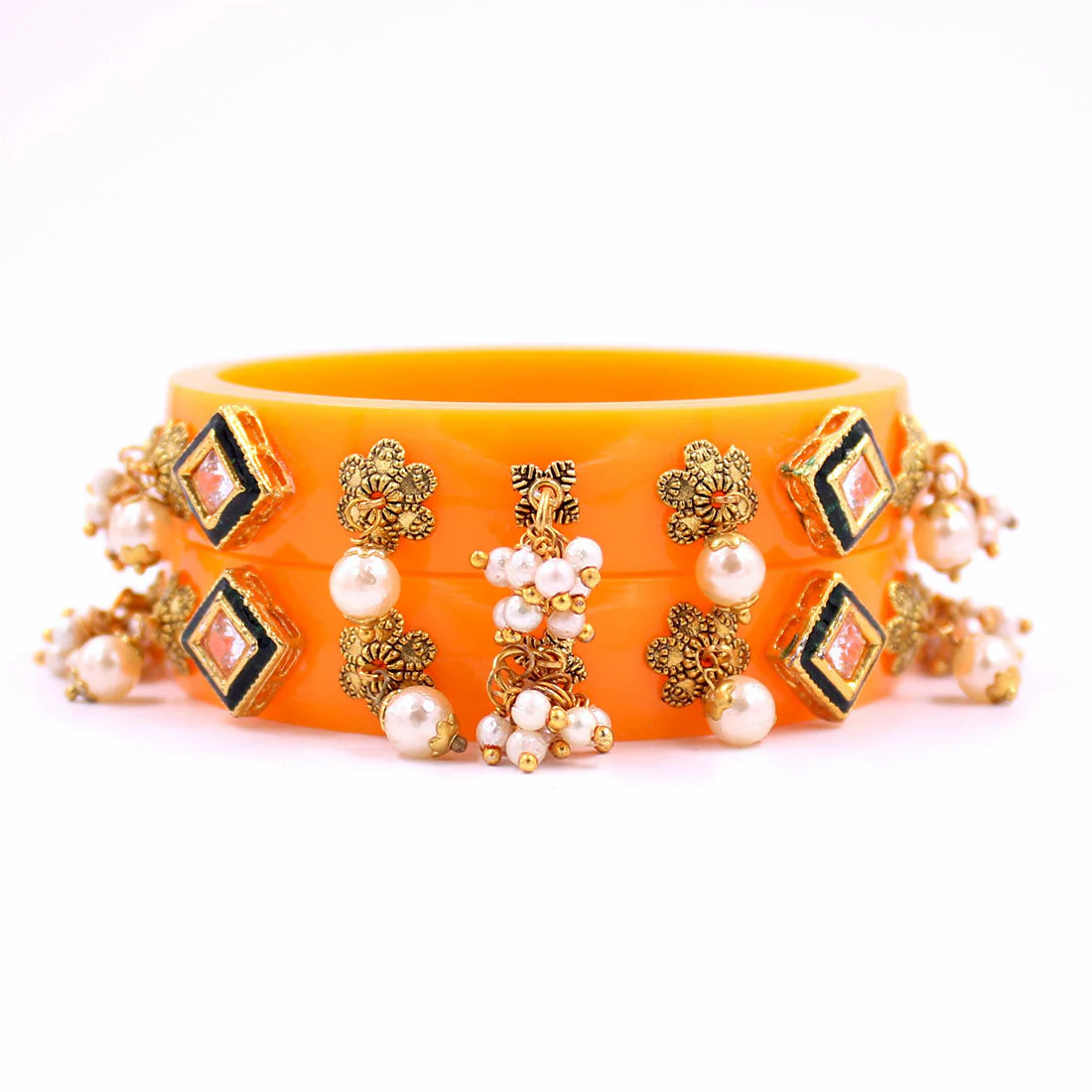 Set of 2 Acrylic Kundan Gajra Bangles by Leshya - Image 27