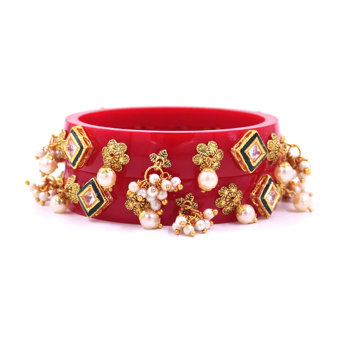 Set of 2 Acrylic Kundan Gajra Bangles by Leshya - Image 21