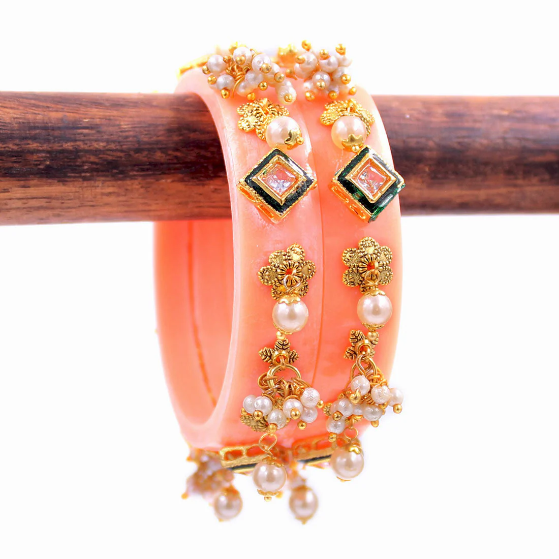 Set of 2 Acrylic Kundan Gajra Bangles by Leshya - Image 20