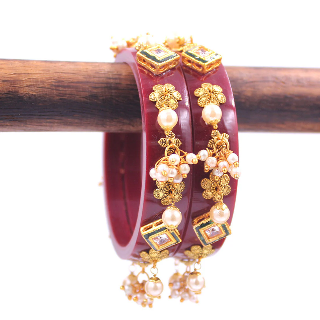 Set of 2 Acrylic Kundan Gajra Bangles by Leshya - Image 5