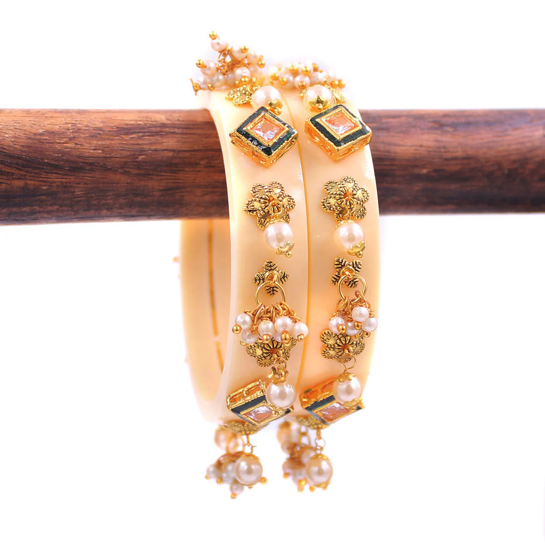 Set of 2 Acrylic Kundan Gajra Bangles by Leshya - Image 20