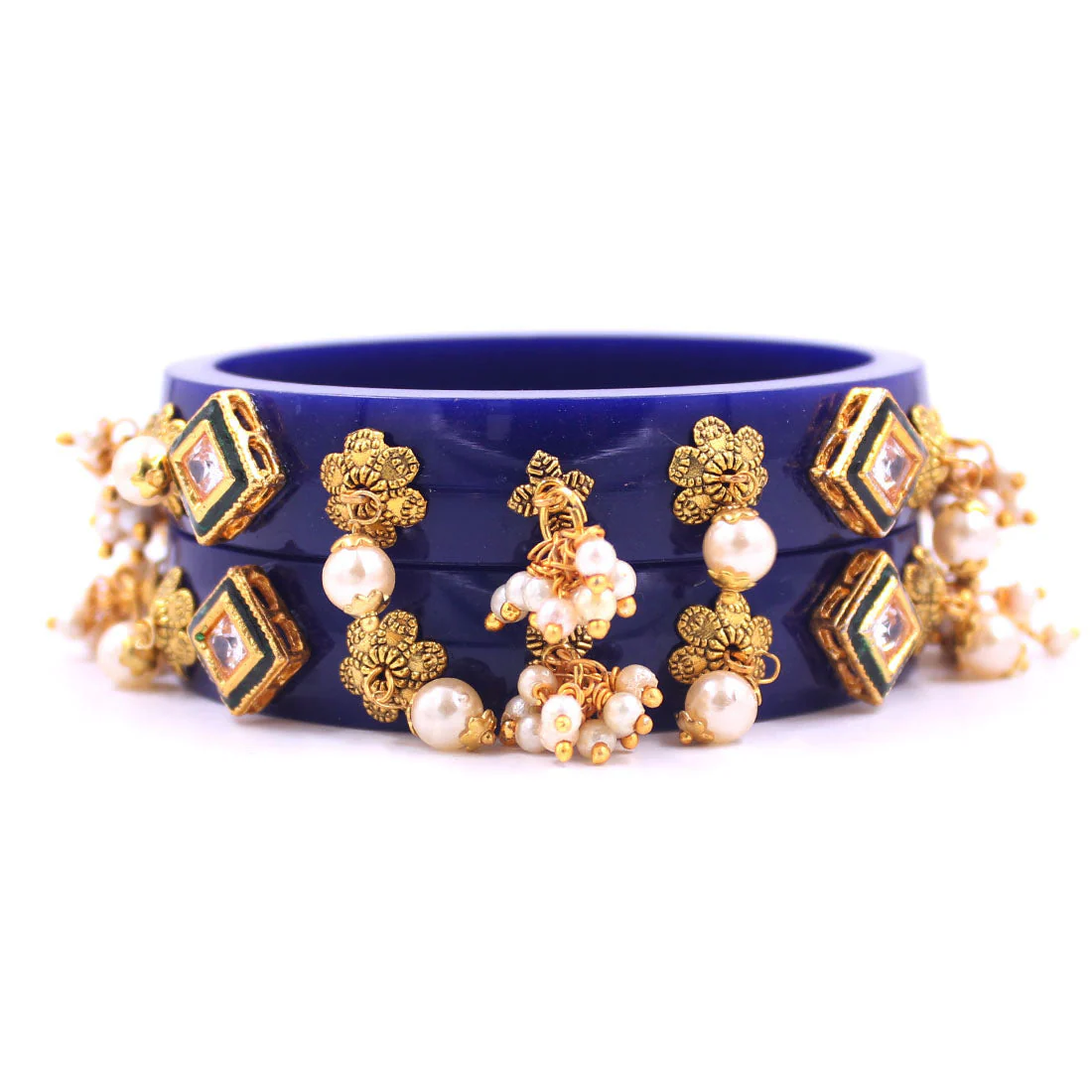 Set of 2 Acrylic Kundan Gajra Bangles by Leshya - Image 6
