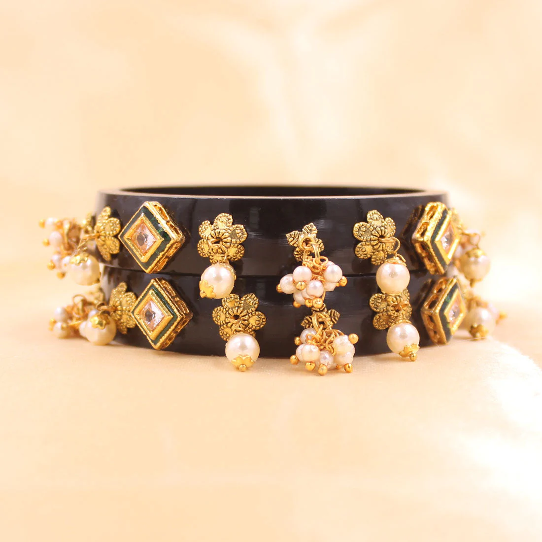 Set of 2 Acrylic Kundan Gajra Bangles by Leshya - Image 19