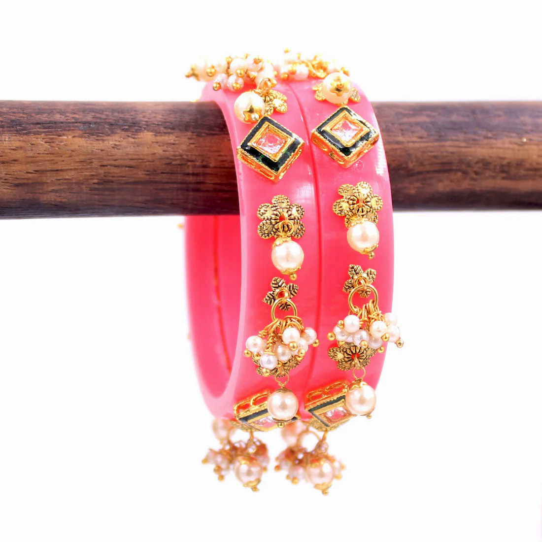 Set of 2 Acrylic Kundan Gajra Bangles by Leshya - Image 26