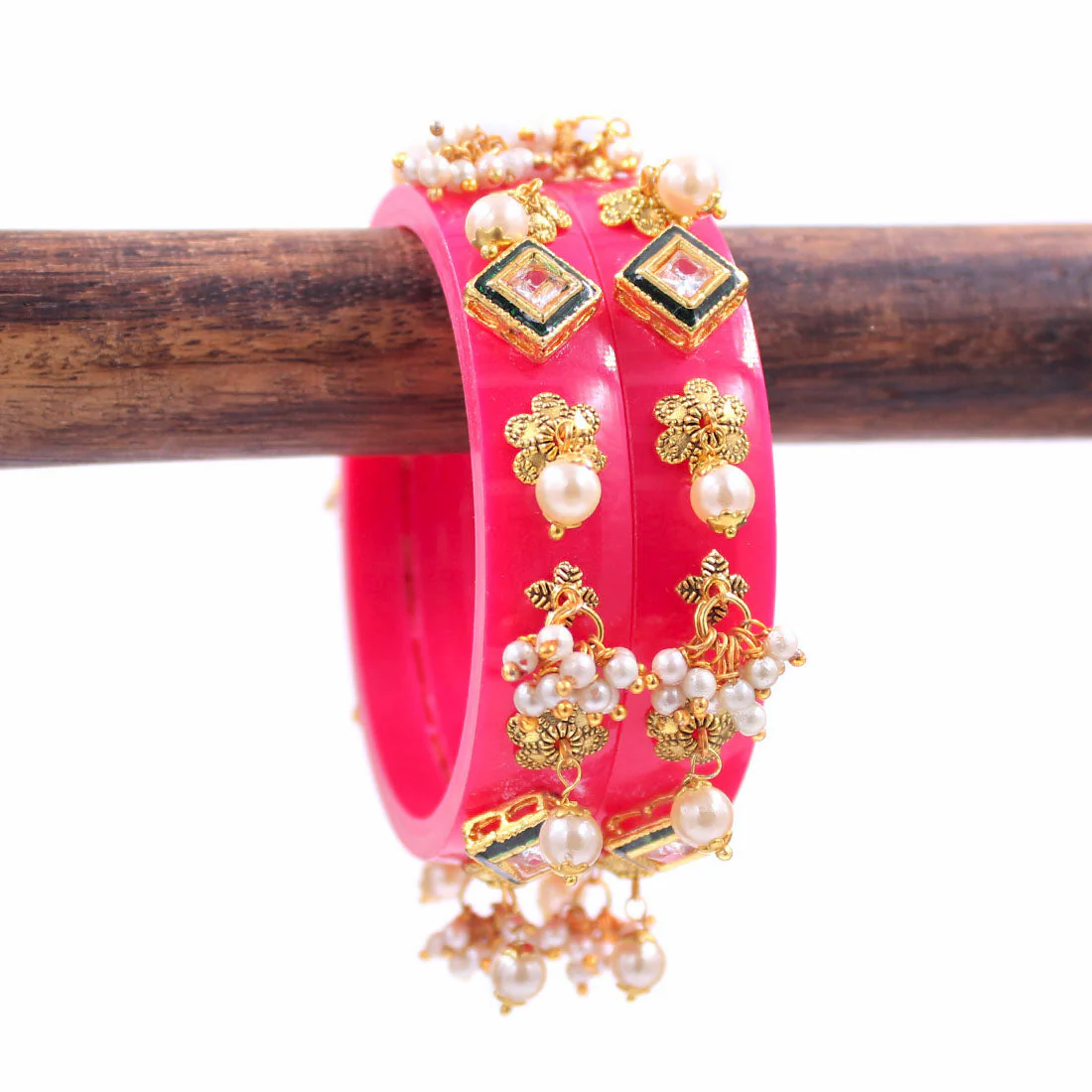 Set of 2 Acrylic Kundan Gajra Bangles by Leshya - Image 32
