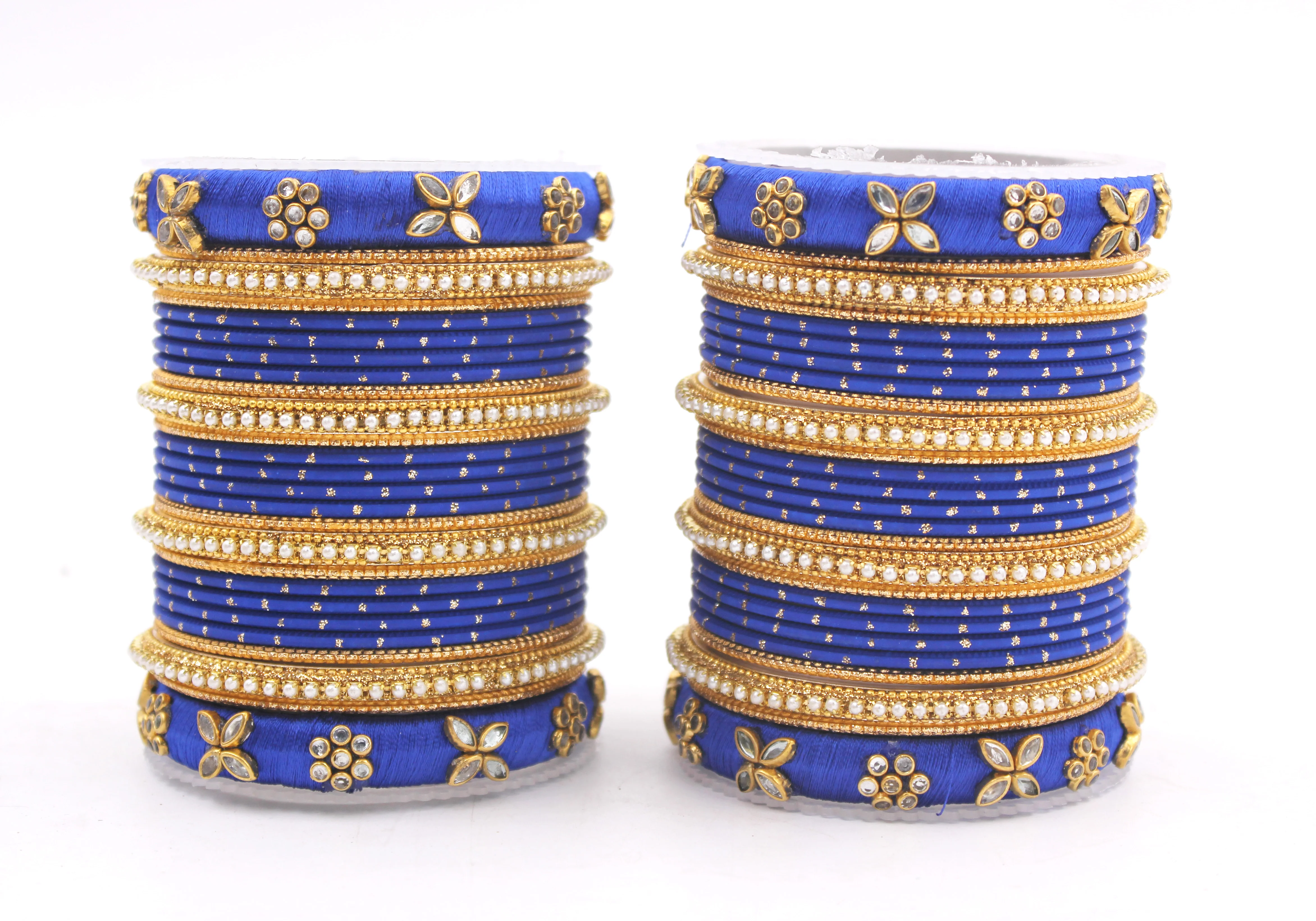 Set of 2 Bangle sets with Thread Bangles with floral Design - Image 3