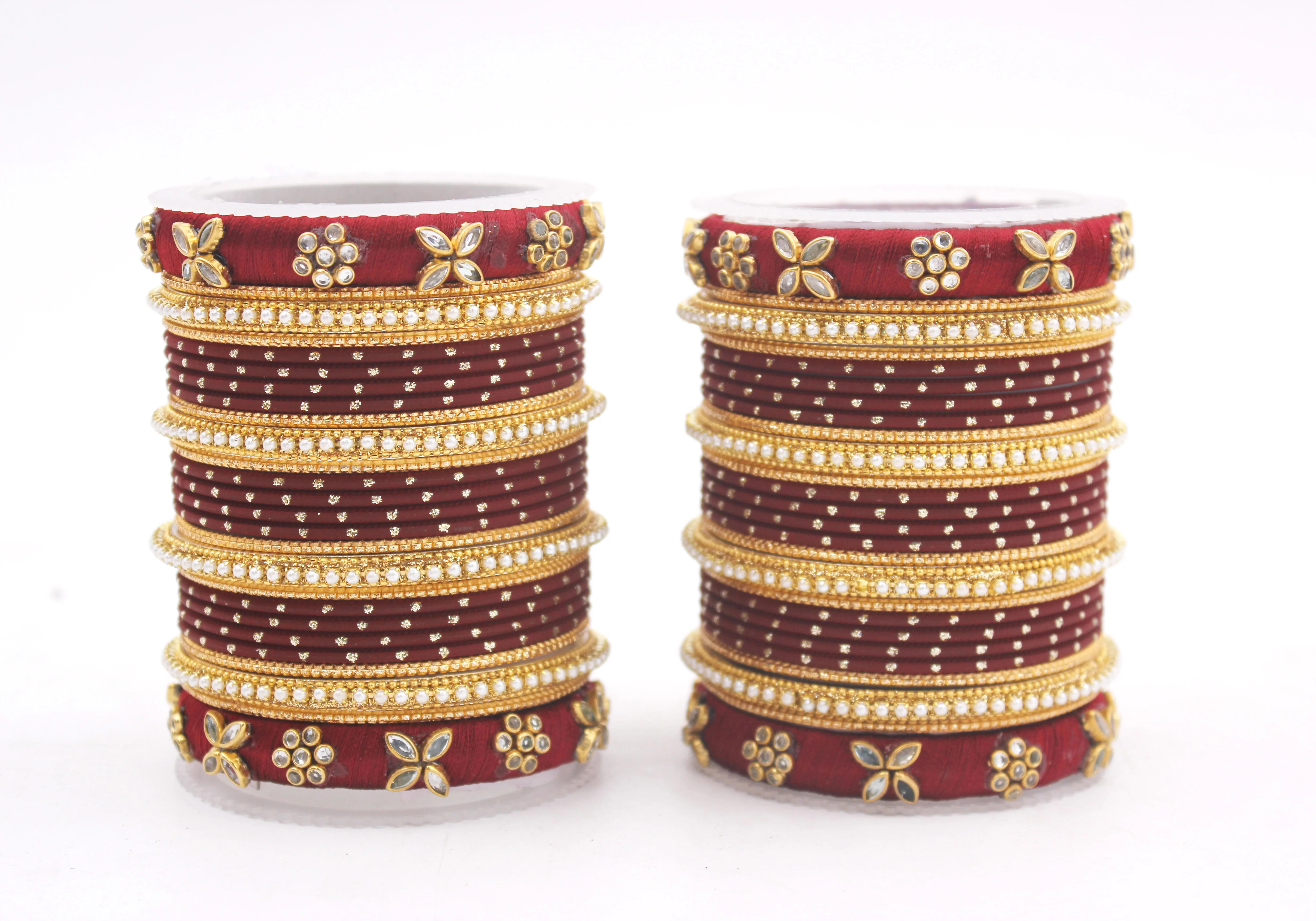 Set of 2 Bangle sets with Thread Bangles with floral Design - Image 4