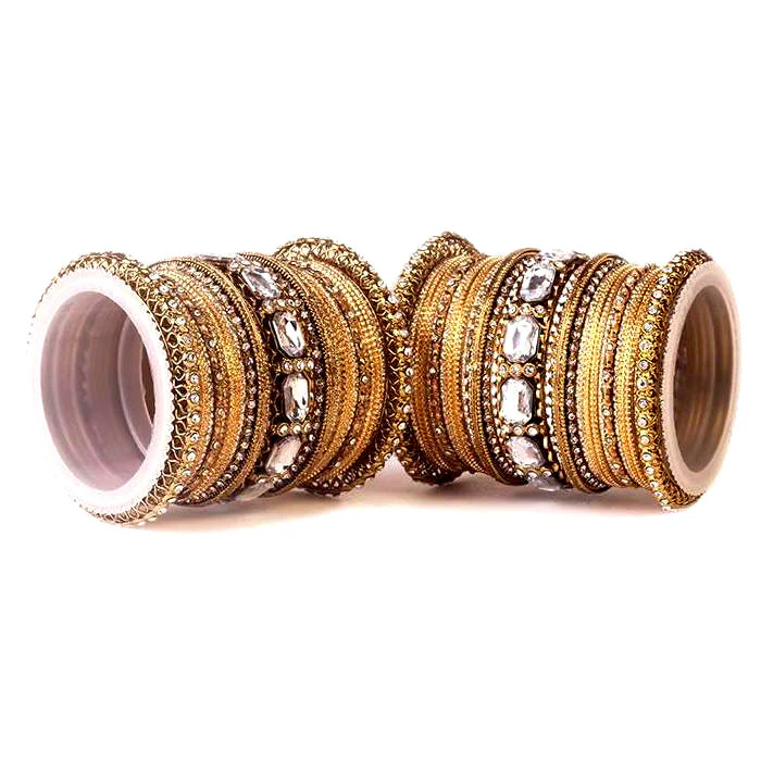 Set of 2 Beautiful Colored Bangle Set With Big Kundan Stone - Image 8