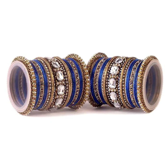 Set of 2 Beautiful Colored Bangle Set With Big Kundan Stone - Image 10