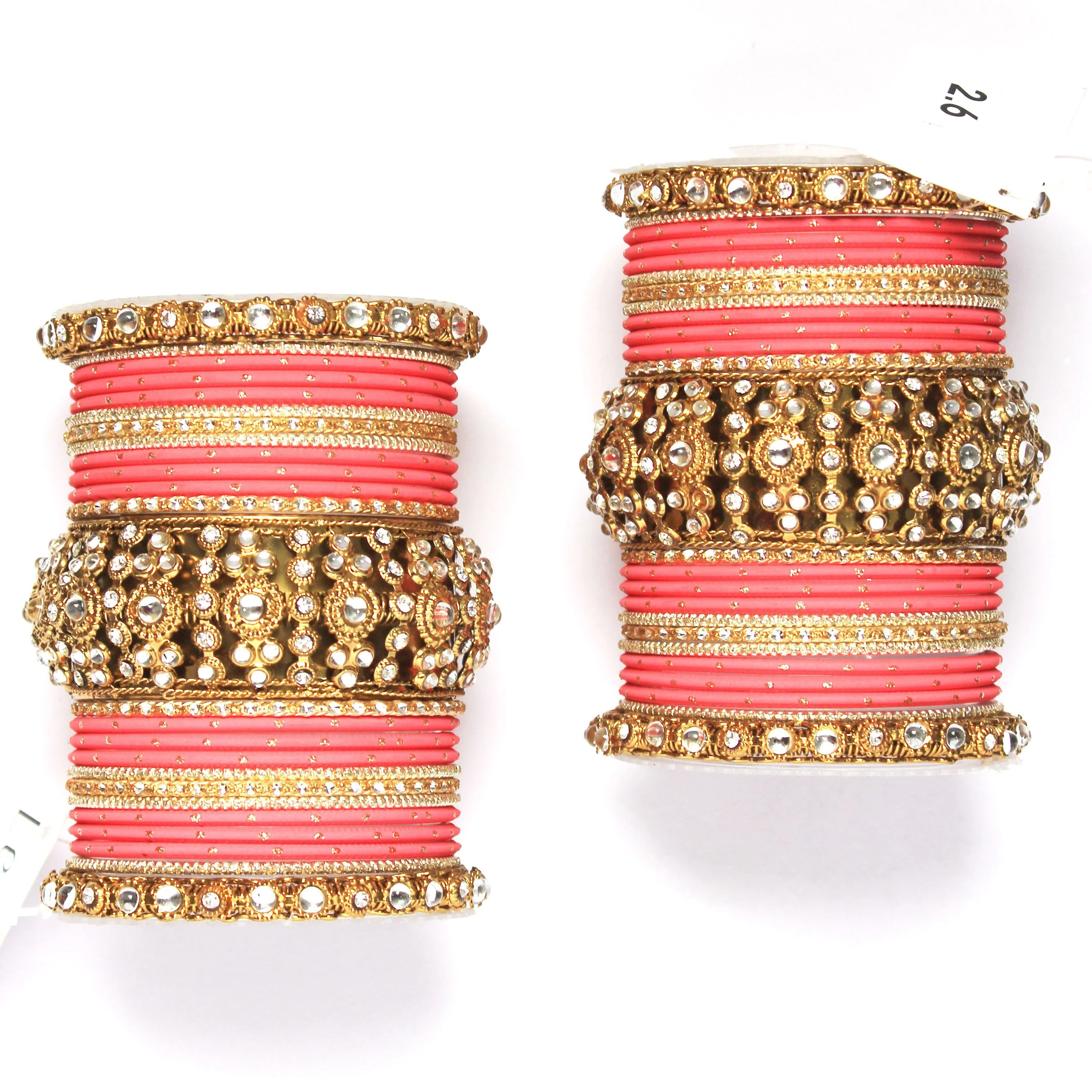 Set of 2 Beautiful Golden Dotted Colored Bangle Set - Image 4