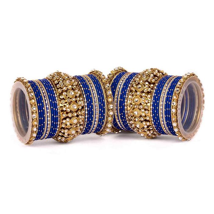 Set of 2 Beautiful Golden Dotted Colored Bangle Set - Image 7