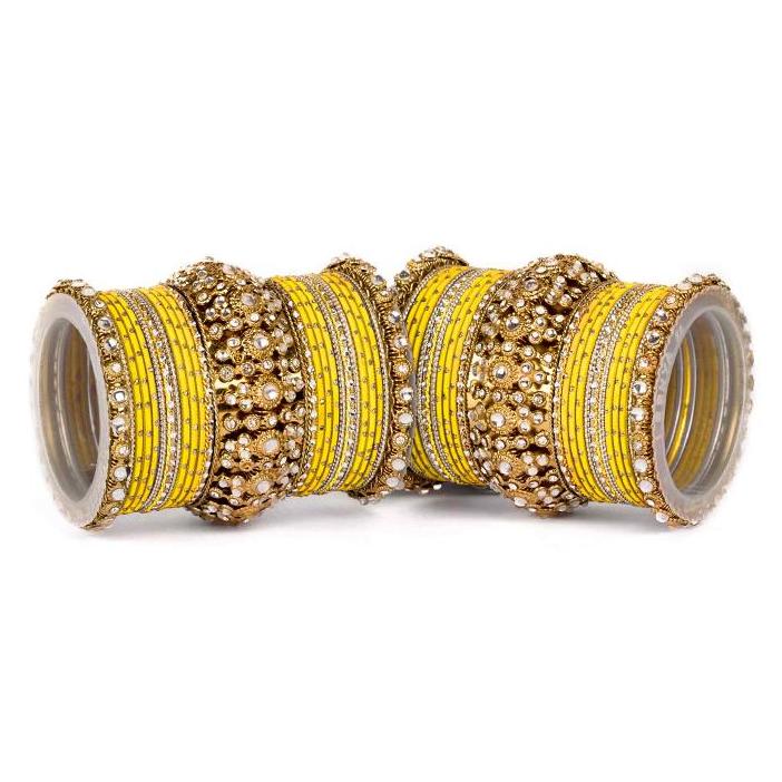 Set of 2 Beautiful Golden Dotted Colored Bangle Set - Image 5
