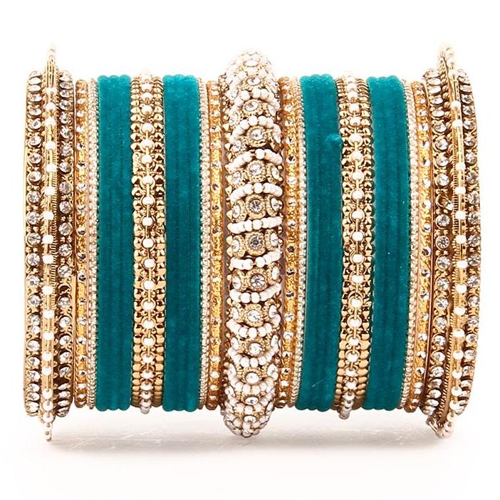 Set of 2 Beautiful Velvet Bangle And Pearl Bangle Set - Image 2