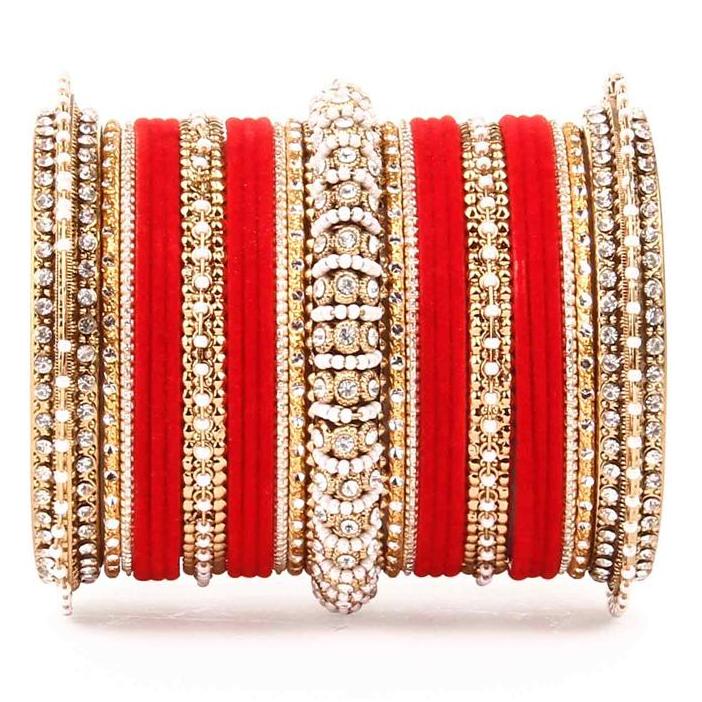 Set of 2 Beautiful Velvet Bangle And Pearl Bangle Set - Image 4