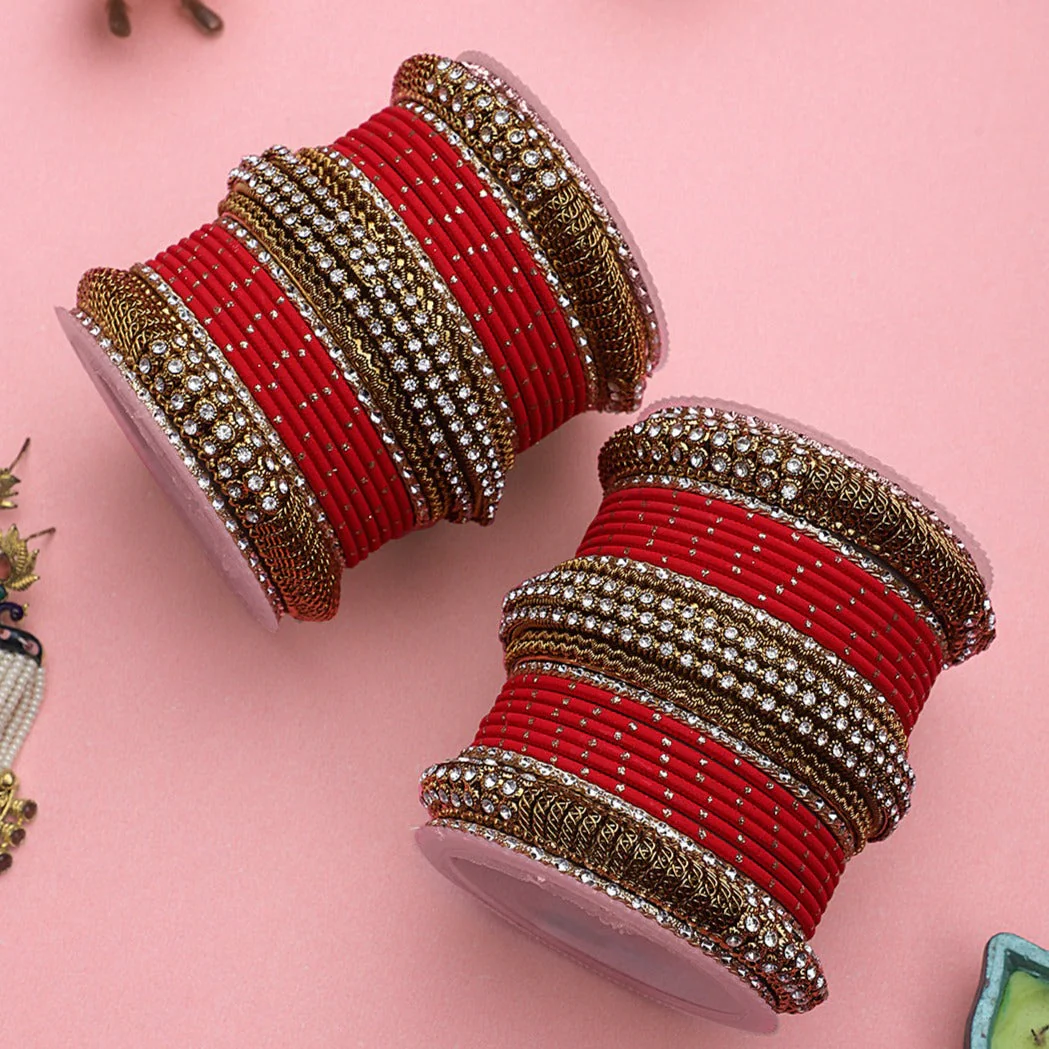Set of 2 Bridal Jaali Work Bangle Set - Image 3