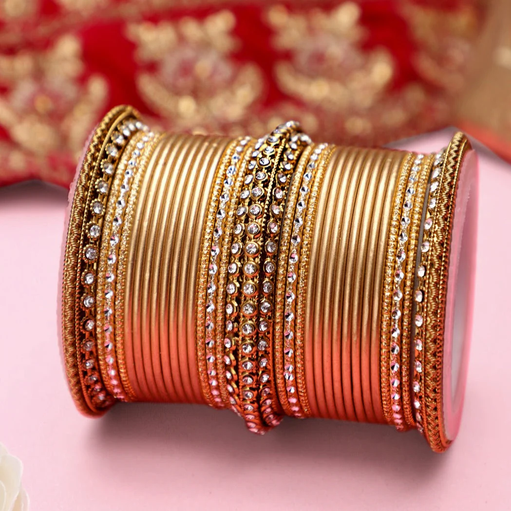 Set of 2 Bridal Matte Textured Bangle Set - Image 4